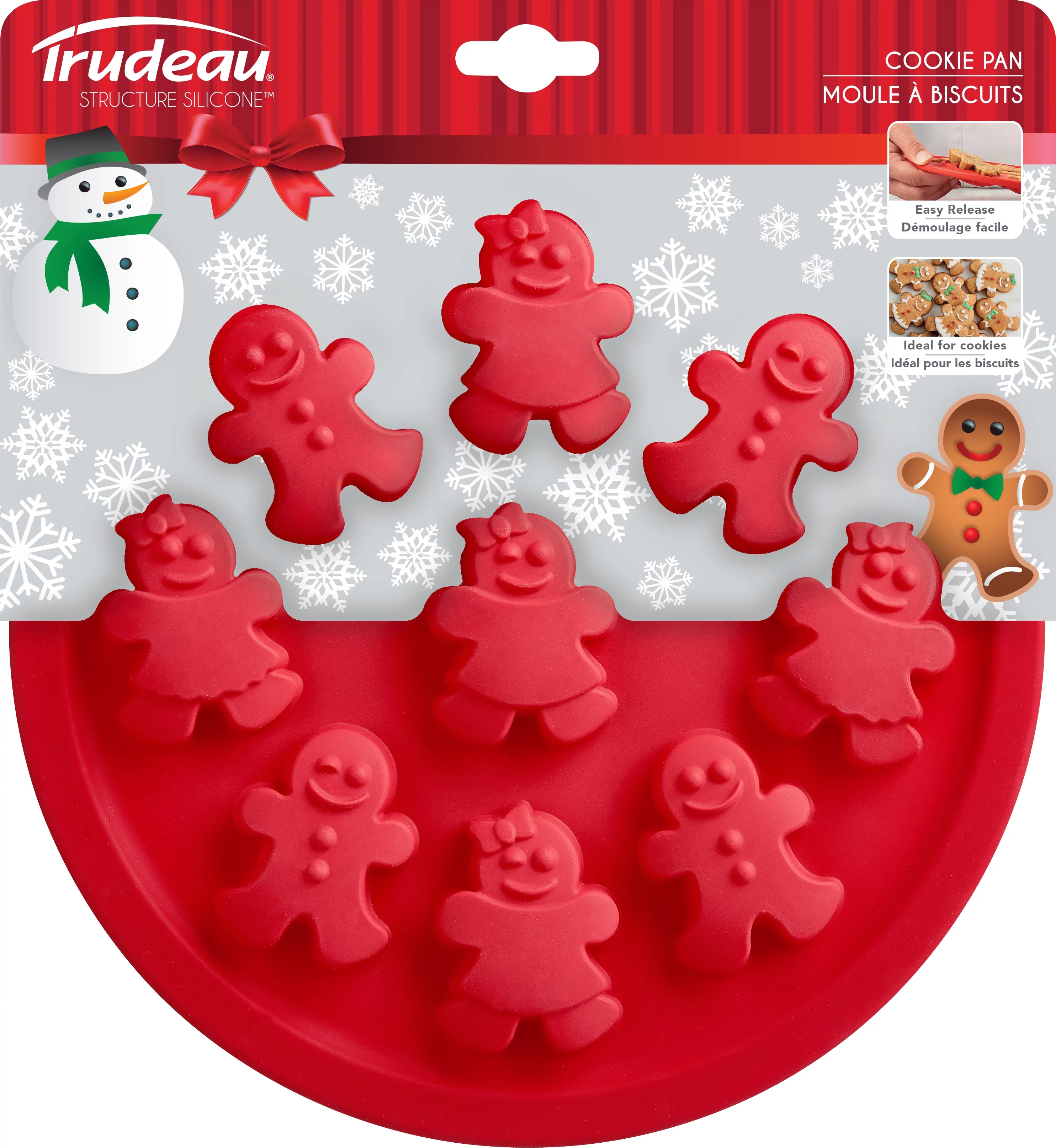 Trudeau Christmas Gingerbreadman Muffin Cake Pan, Structured Silicone, 9