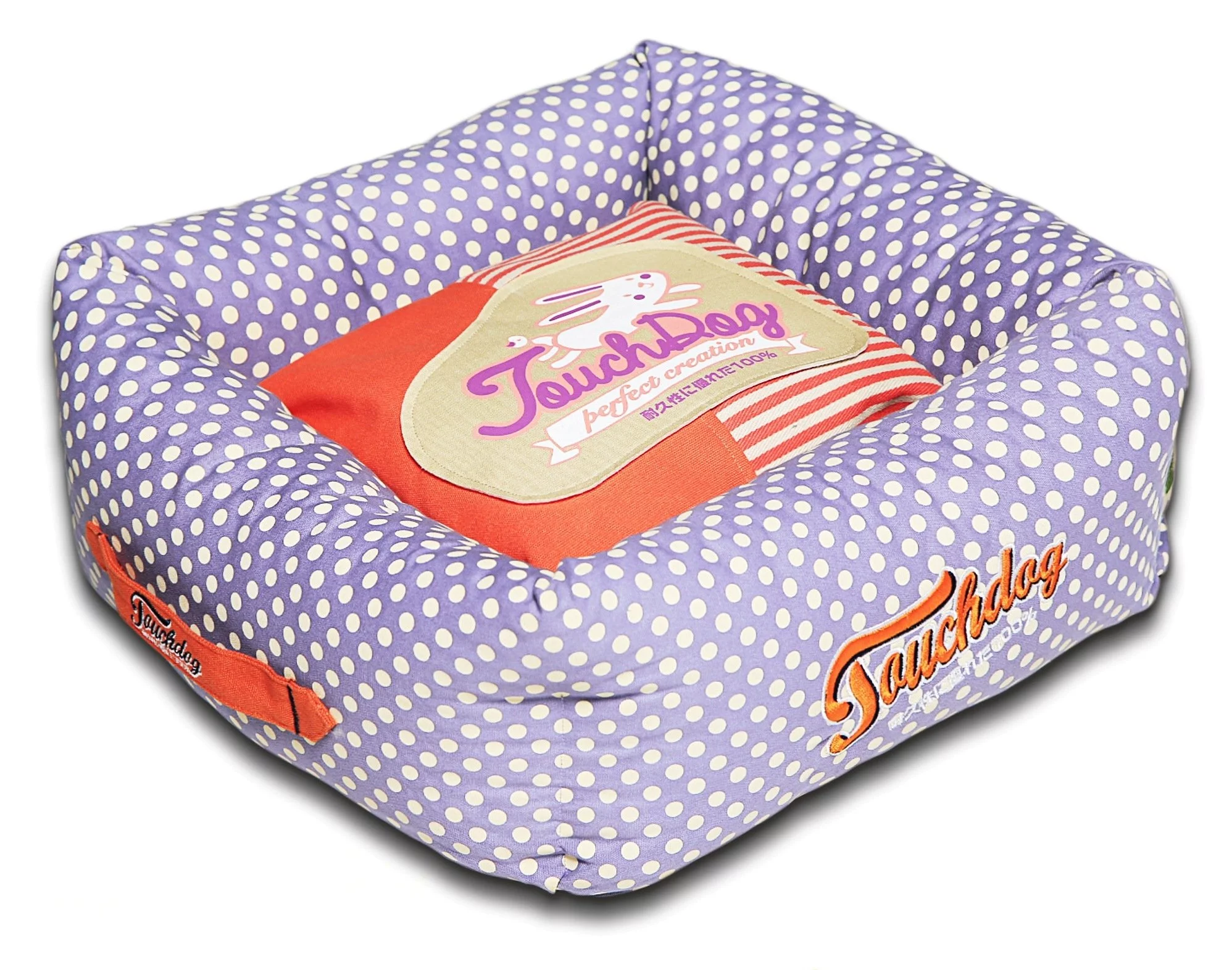 Touchdog Polka-Striped Polo Easy Wash Squared Fashion Dog Bed