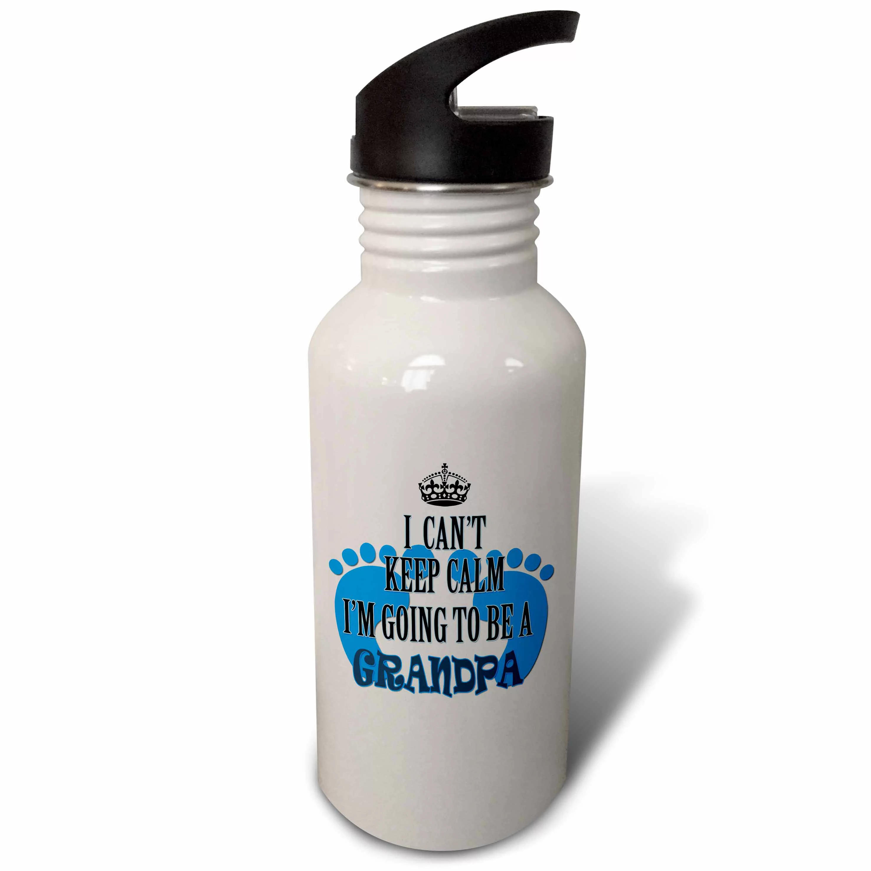 I cant keep calm Im going to be a Grandpa. Baby boy. Funny saying. 21 oz Sports Water Bottle wb-218173-1