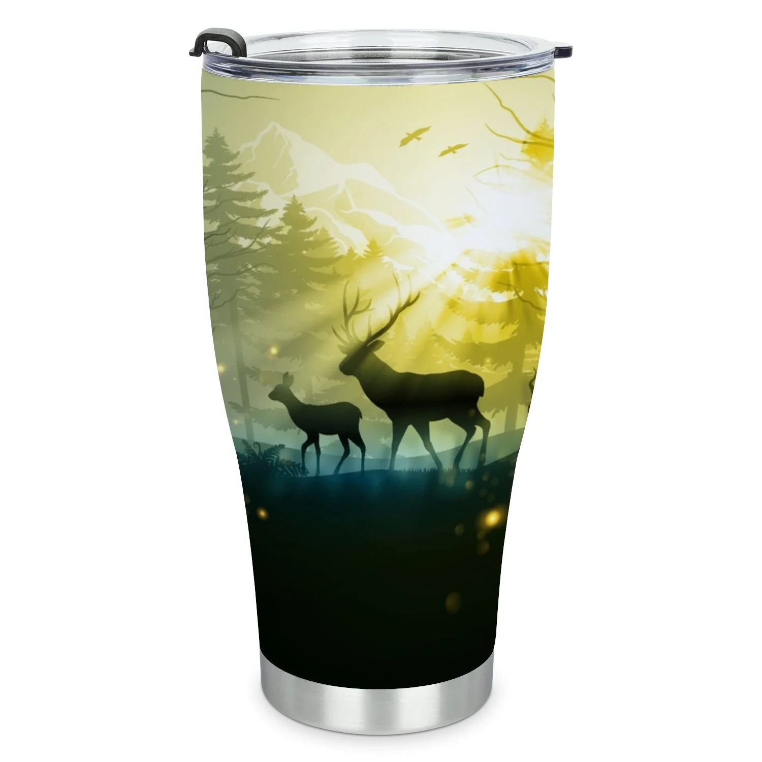 Hidove Stainless Steel Tumbler, Wild Forest, Trees, Mountain 30oz Leak Proof & Stainless Steel Bottle for Hot & Cold Drinks - Coffee Travel Mug, Water Metal Canteen, Thermal Cup