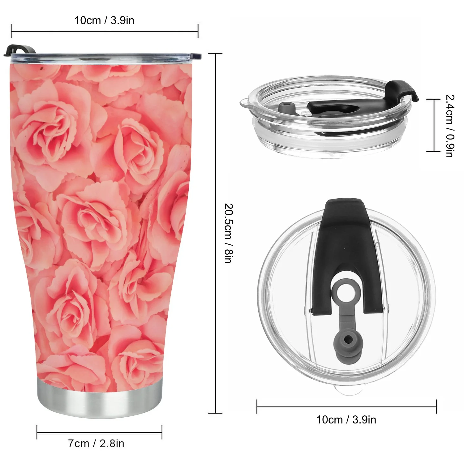 Hidove Stainless Steel Tumbler, Roses Background 30oz Leak Proof & Stainless Steel Bottle for Hot & Cold Drinks - Coffee Travel Mug, Water Metal Canteen, Thermal Cup