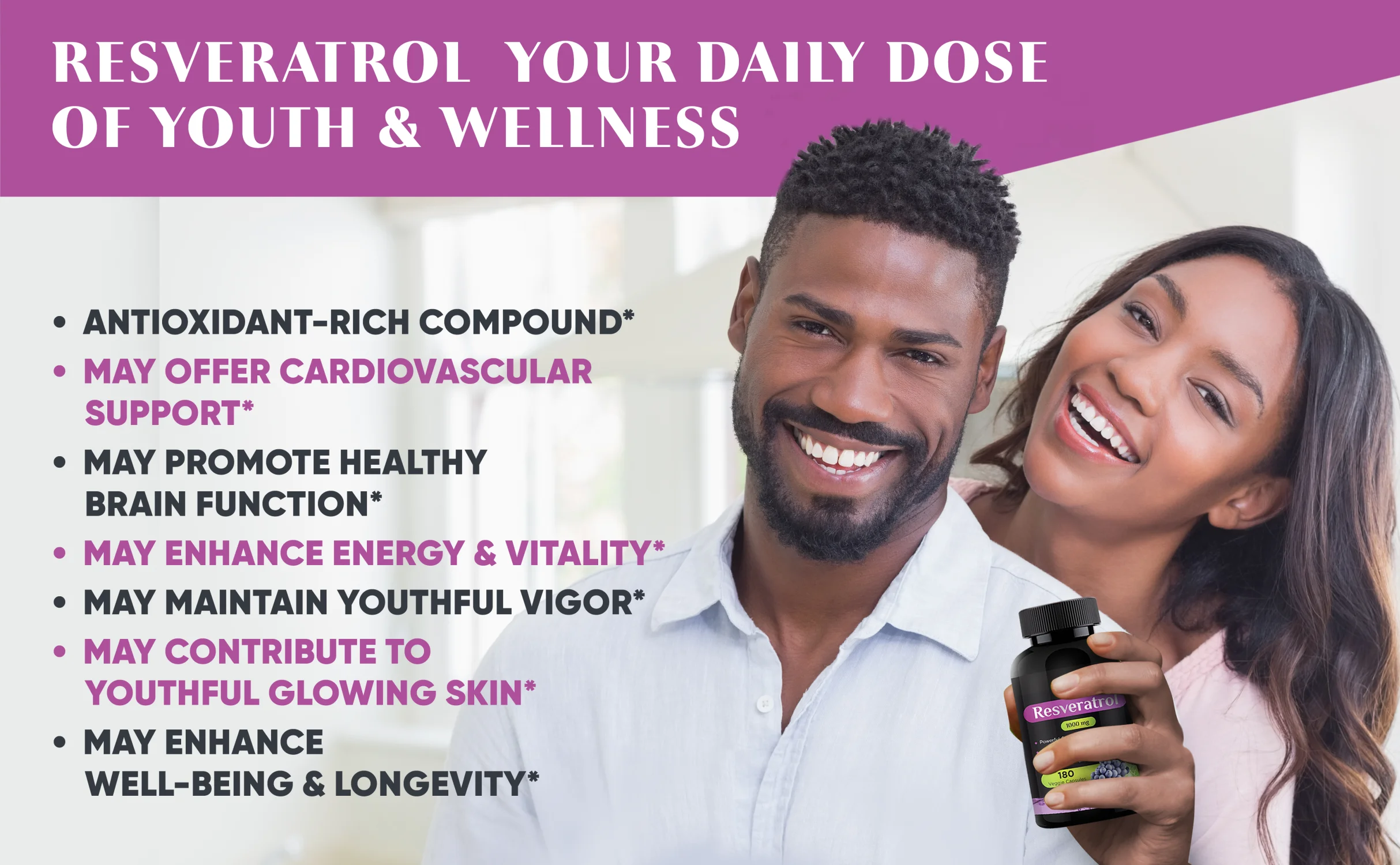 Sylan Trans Resveratrol Supplement Antioxidant 1000mg Anti-Aging Supplements 180 Capsules