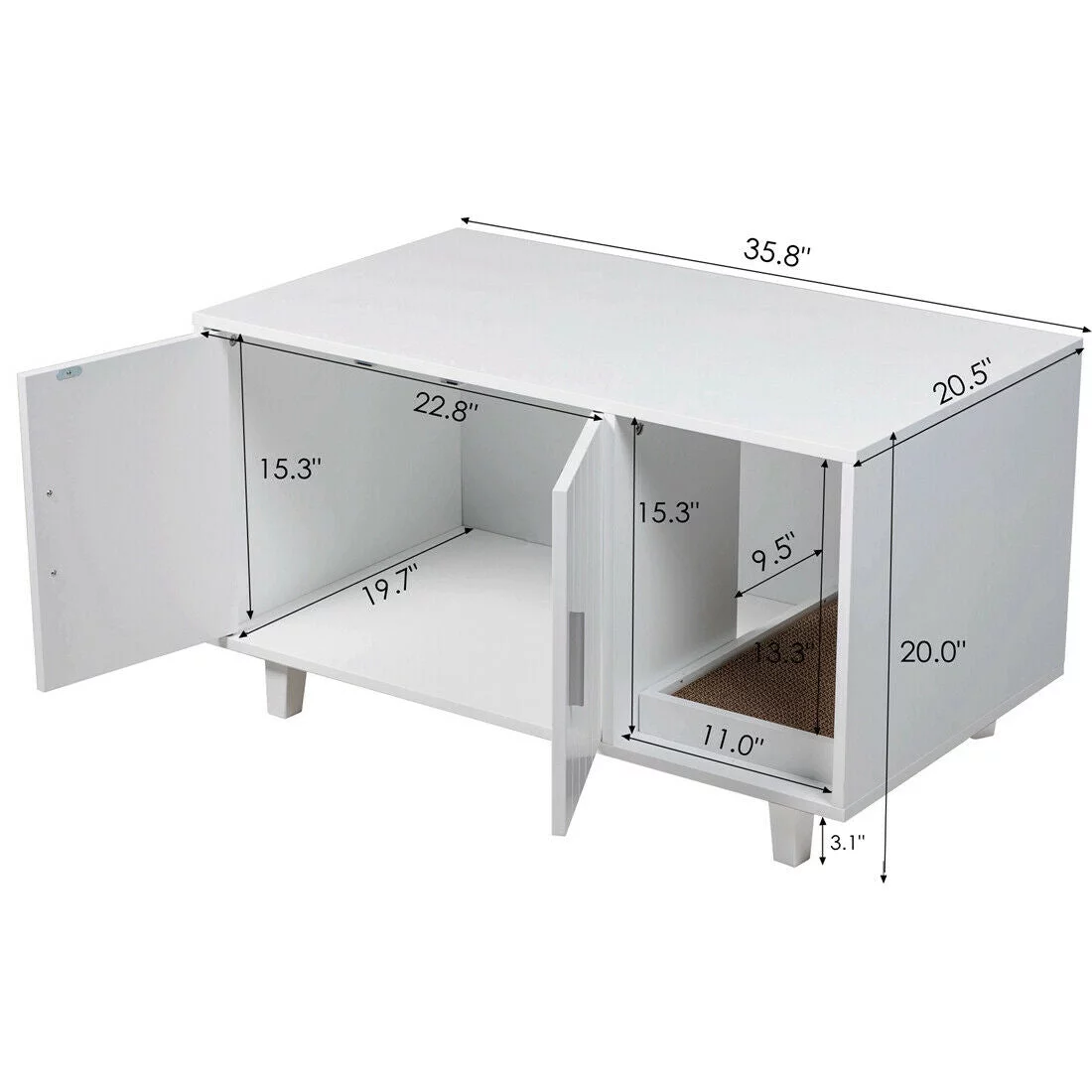 GDLF Modern Pet Crate Cat Washroom Hidden Litter Box Enclosure House Table