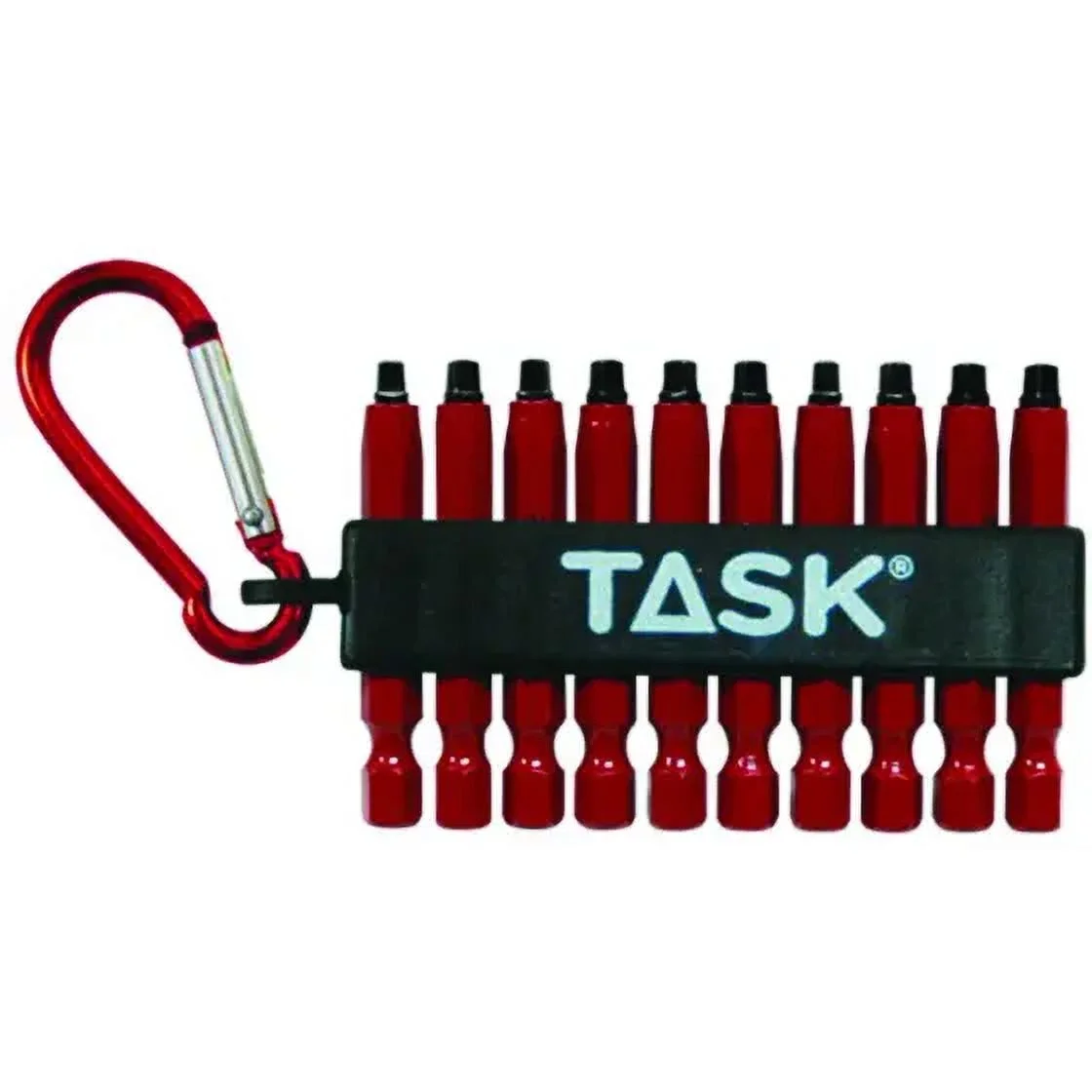 Task Tools T67916 Carabiner Clip Set, 10-Piece, Steel, Red, Each