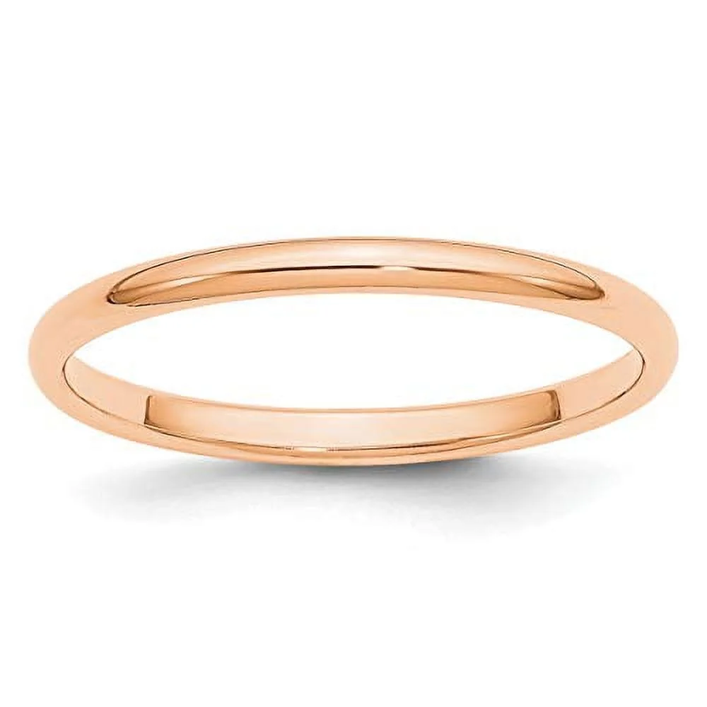 Saris and Things 10K Rose Gold 2mm Half Round Band Ring Size 5.5