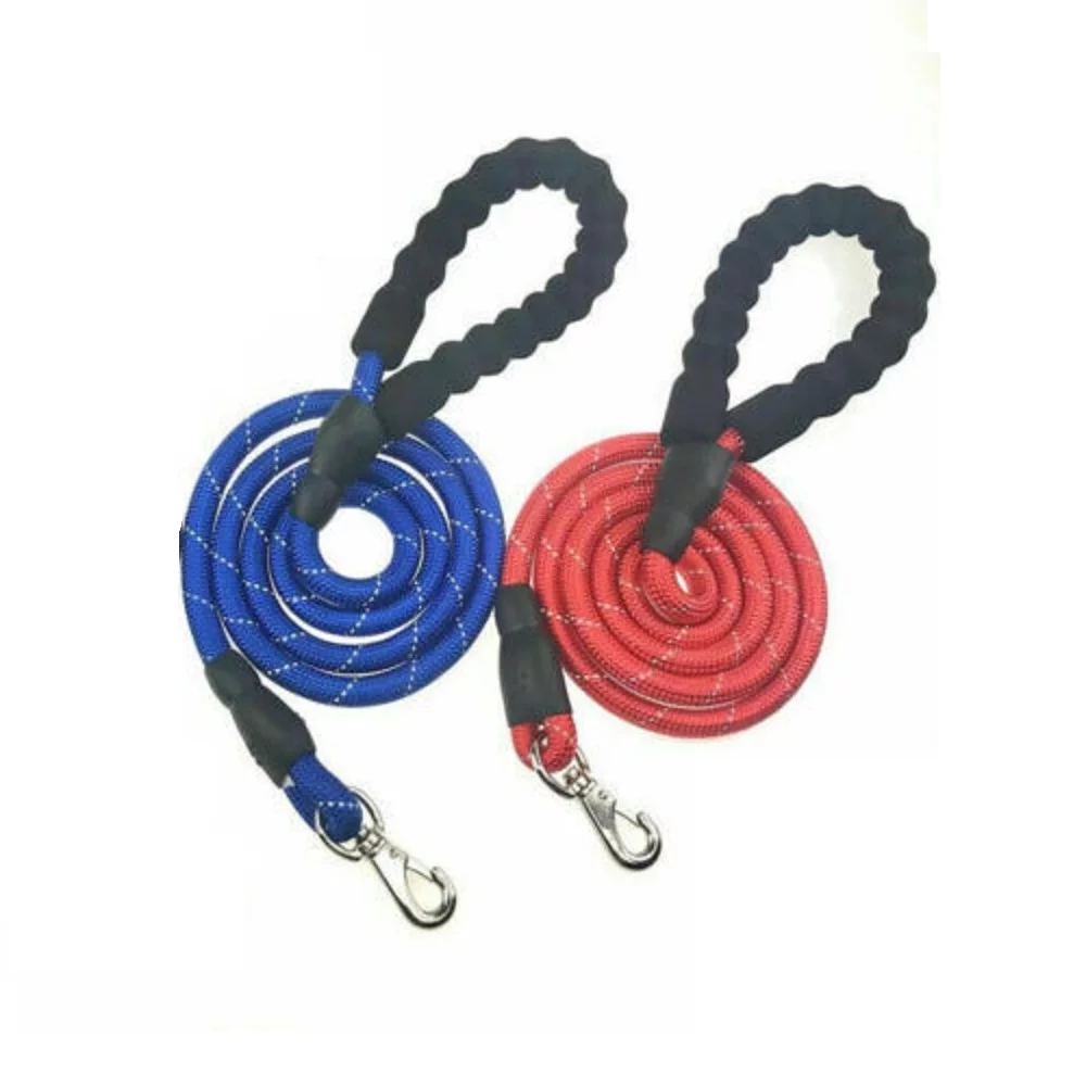 2 Pcs 5ft Heavy Duty Dog Leash Rope Reflective Nylon Lead with Comfy Handle for Large Pet Blue and Black Color