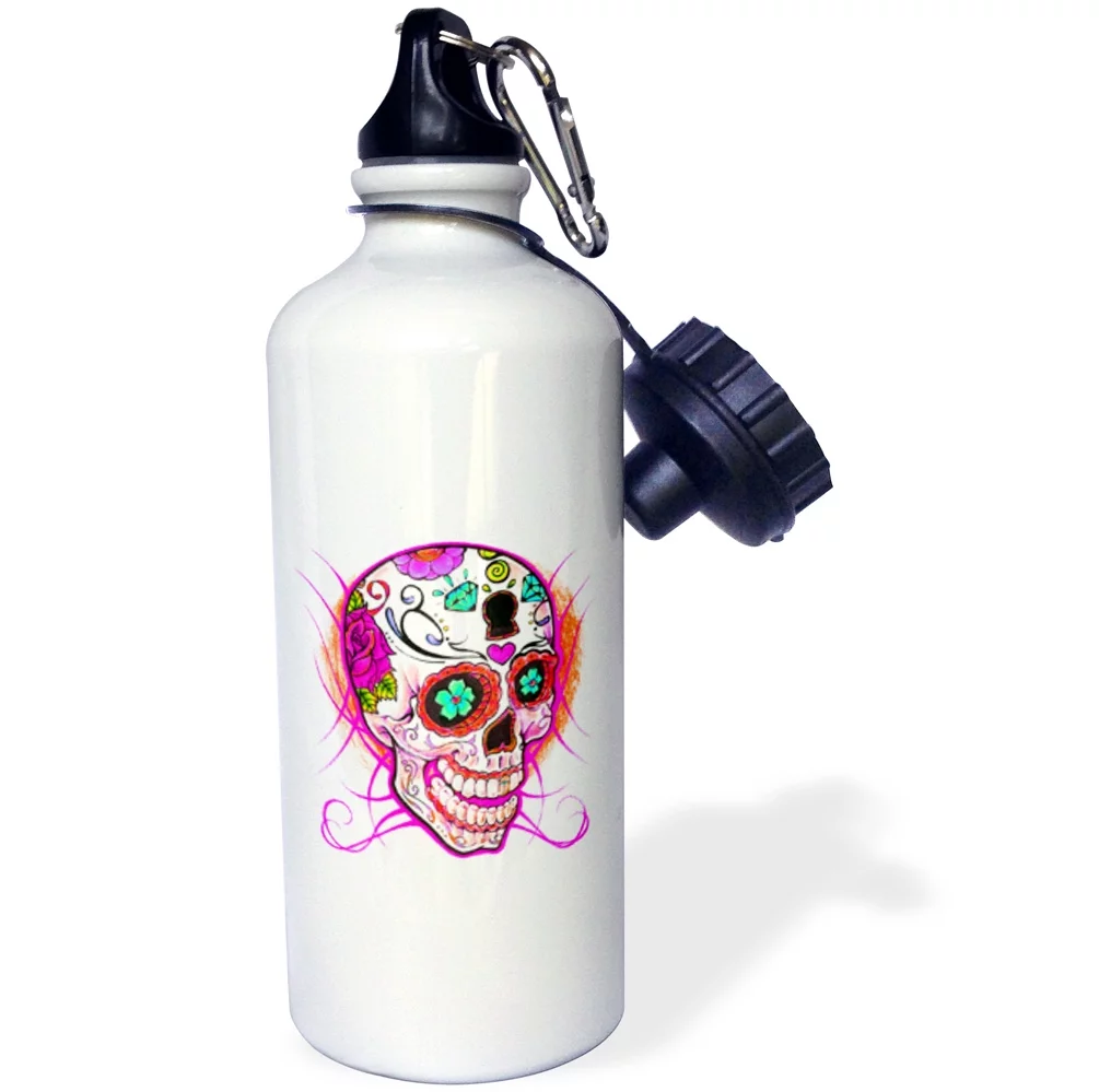 3dRose Diamond sugar skull. Pink., Sports Water Bottle, 21oz