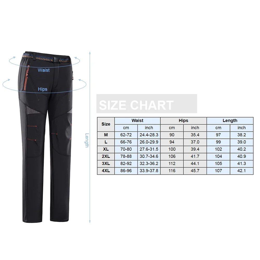 Dcenta Women's Hiking Pants Fleece Removable Waterproof Windproof Mountain Trousers with Zipper Pockets Camping Fishing Winter