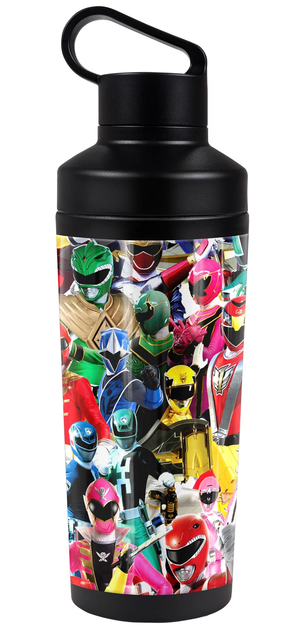 Power Rangers Official Crowd Of Rangers 18 oz Insulated Water Bottle, Leak Resistant, Vacuum Insulated Stainless Steel with 2-in-1 Loop Cap