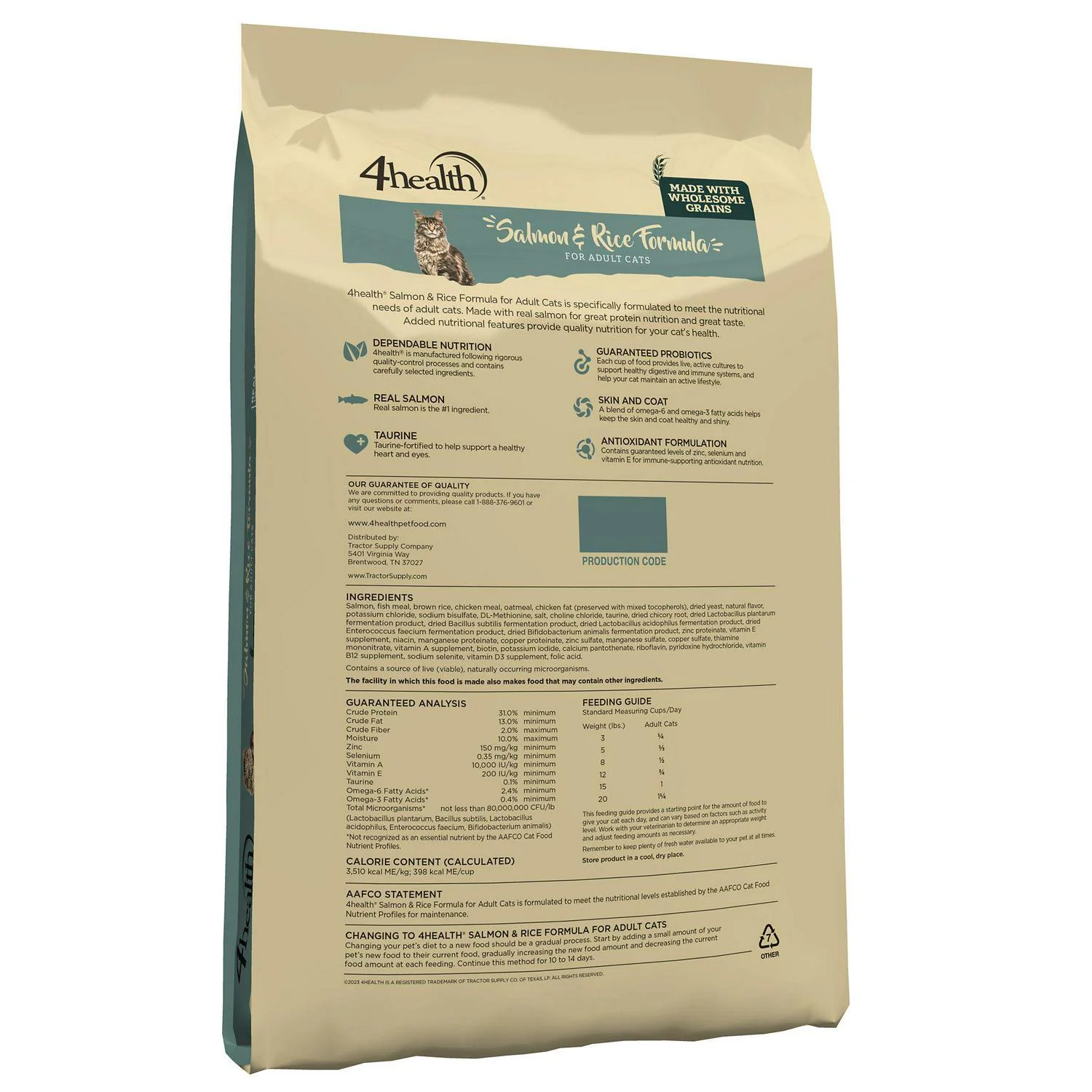 4health with Wholesome Grains Adult Salmon and Rice Formula Dry Cat Food