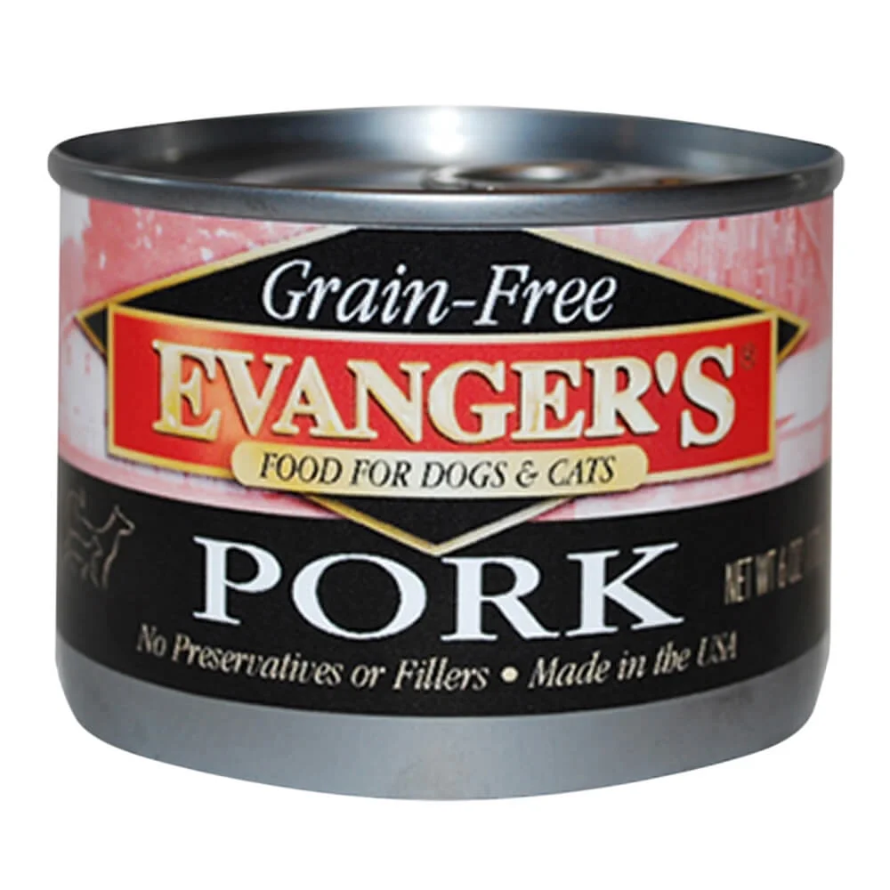 Evangers Grain-Free Pork for Dogs & Cats 6 oz / 24 Per Case
