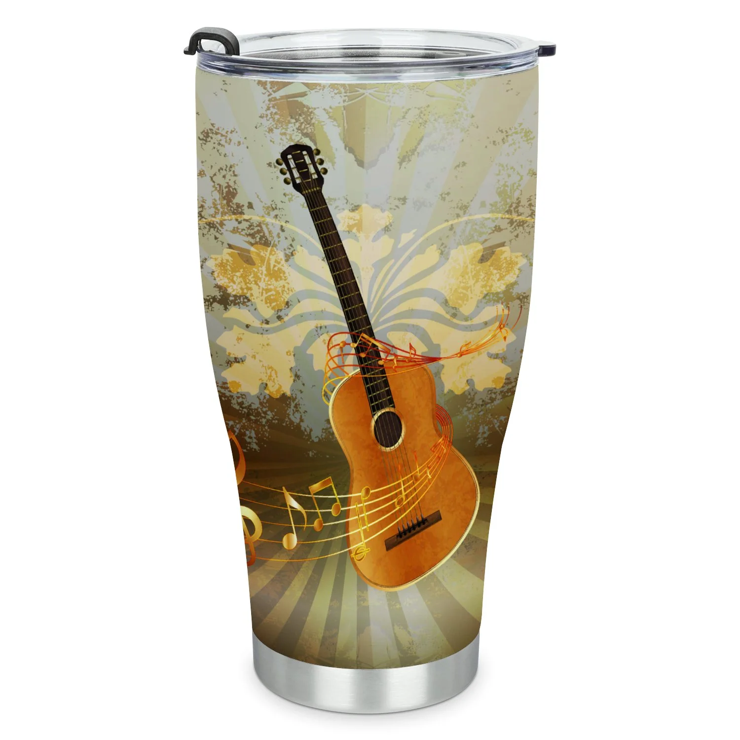 Hidove Stainless Steel Tumbler, Guitar Music 30oz Leak Proof & Stainless Steel Bottle for Hot & Cold Drinks - Coffee Travel Mug, Water Metal Canteen, Thermal Cup