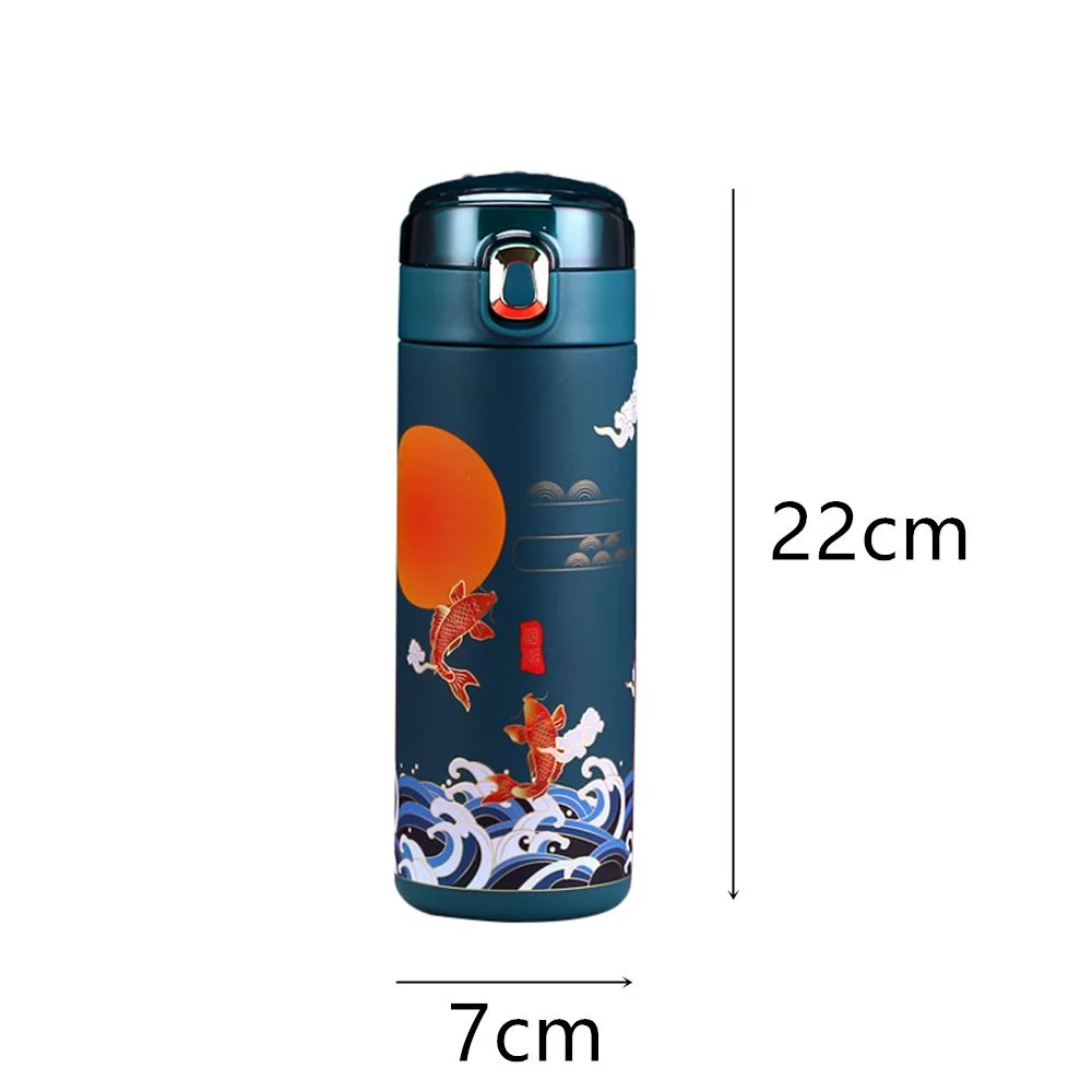 Drinkware LED Display Vacuum Flasks Miniature Water Bottle Chinese Style Thermos cup Premium Travel  Mug Intelligent Temperature Display GREEN