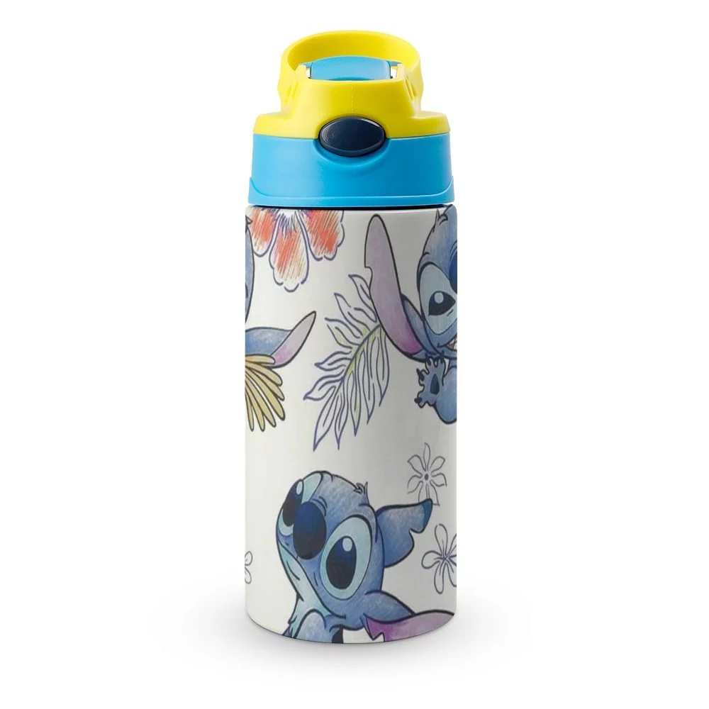 Smile Stitch Children's Water Bottle Vacuum Insulated Stainless Steel Cup With Straw Toddler Thermoses
