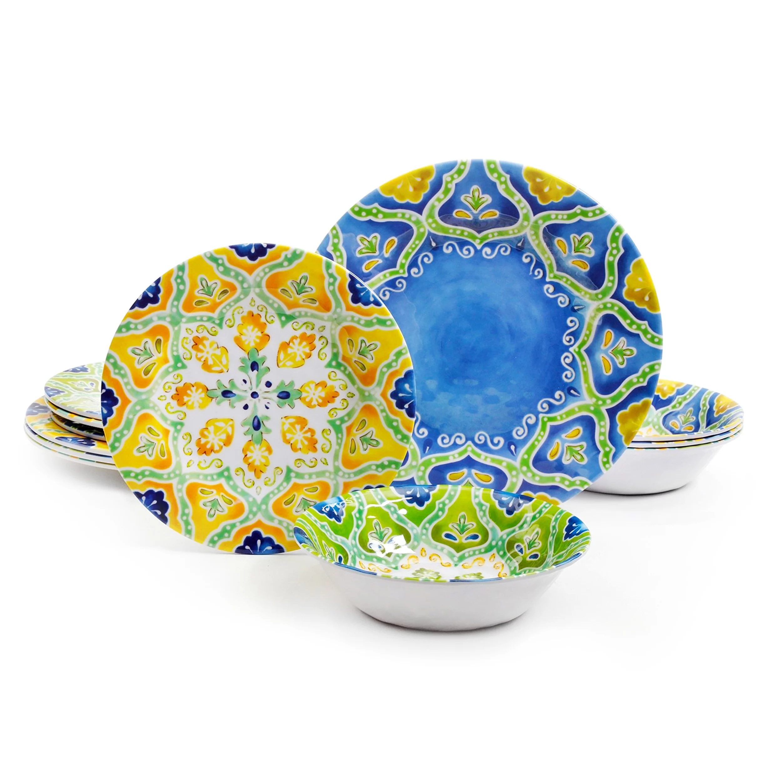 Elama Stapanya 12 Piece Melamine Dinnerware Set