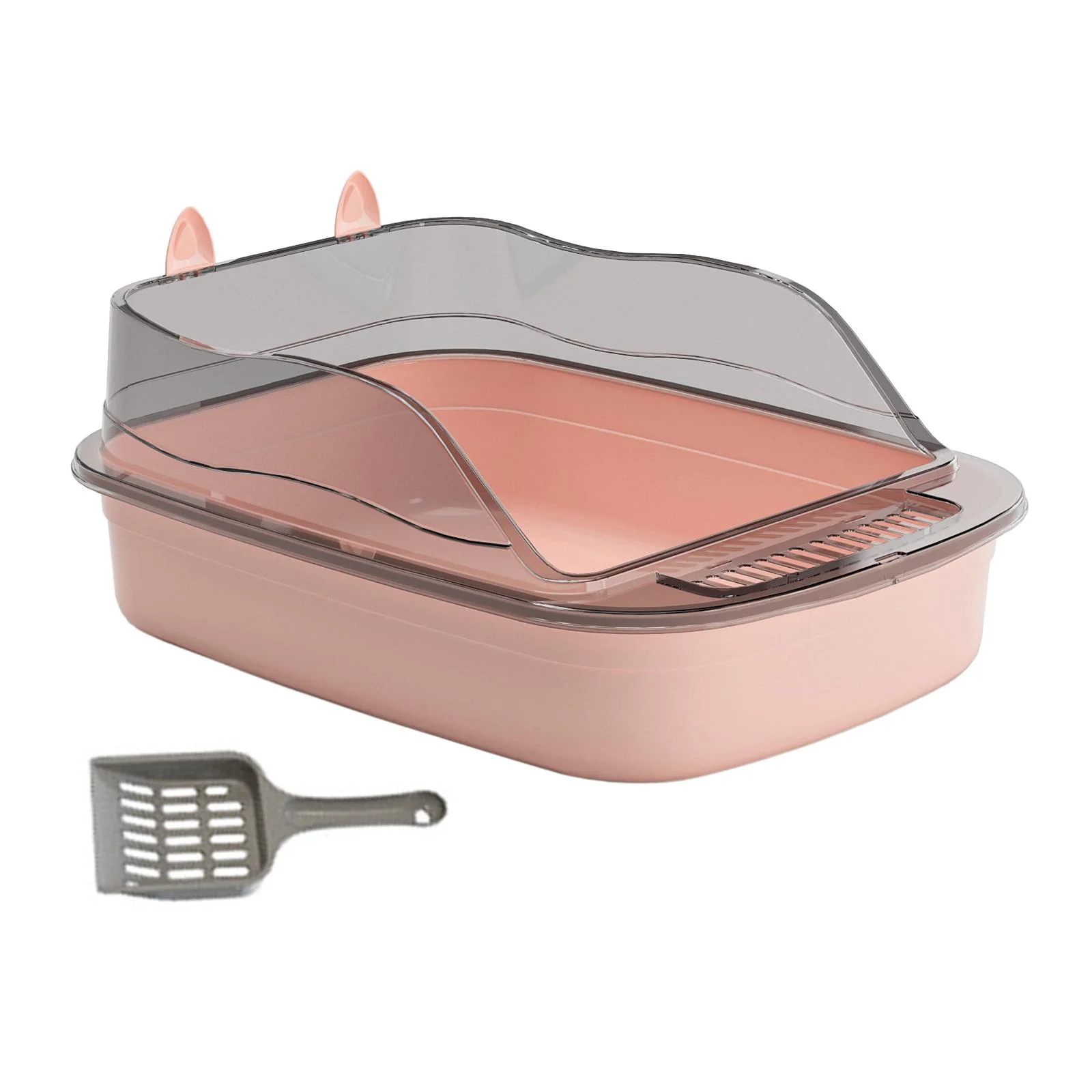 Toysmith Cat Litter s Toilet Anti Splashing 50x34x18cm Cat Sand Box with High Side Cat Sand Basin Large Bedpan Kitty Litter Pan pink