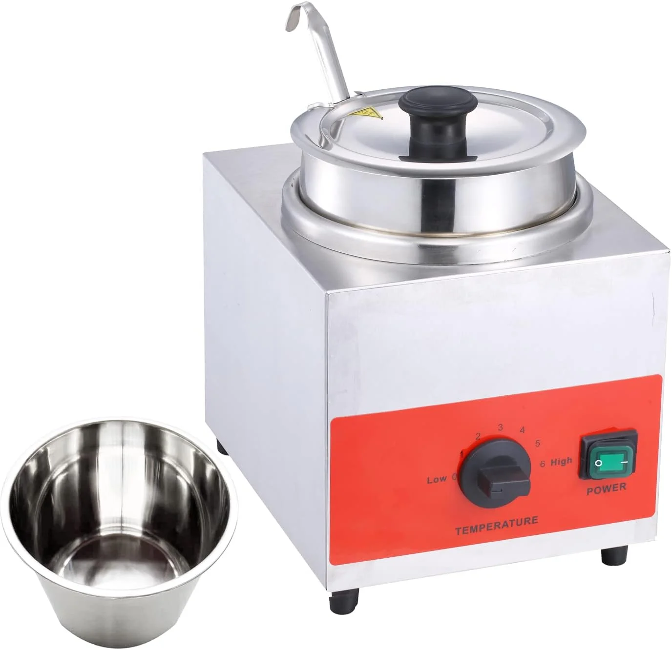 Electric Cheese Dispenser with Insert Pot Hot Fudge Warmer 10 Can Capacity Food Warmer for Nachos,Sauce,Soup,Caramel,Popcorn Butter,Chocolate(ladle)