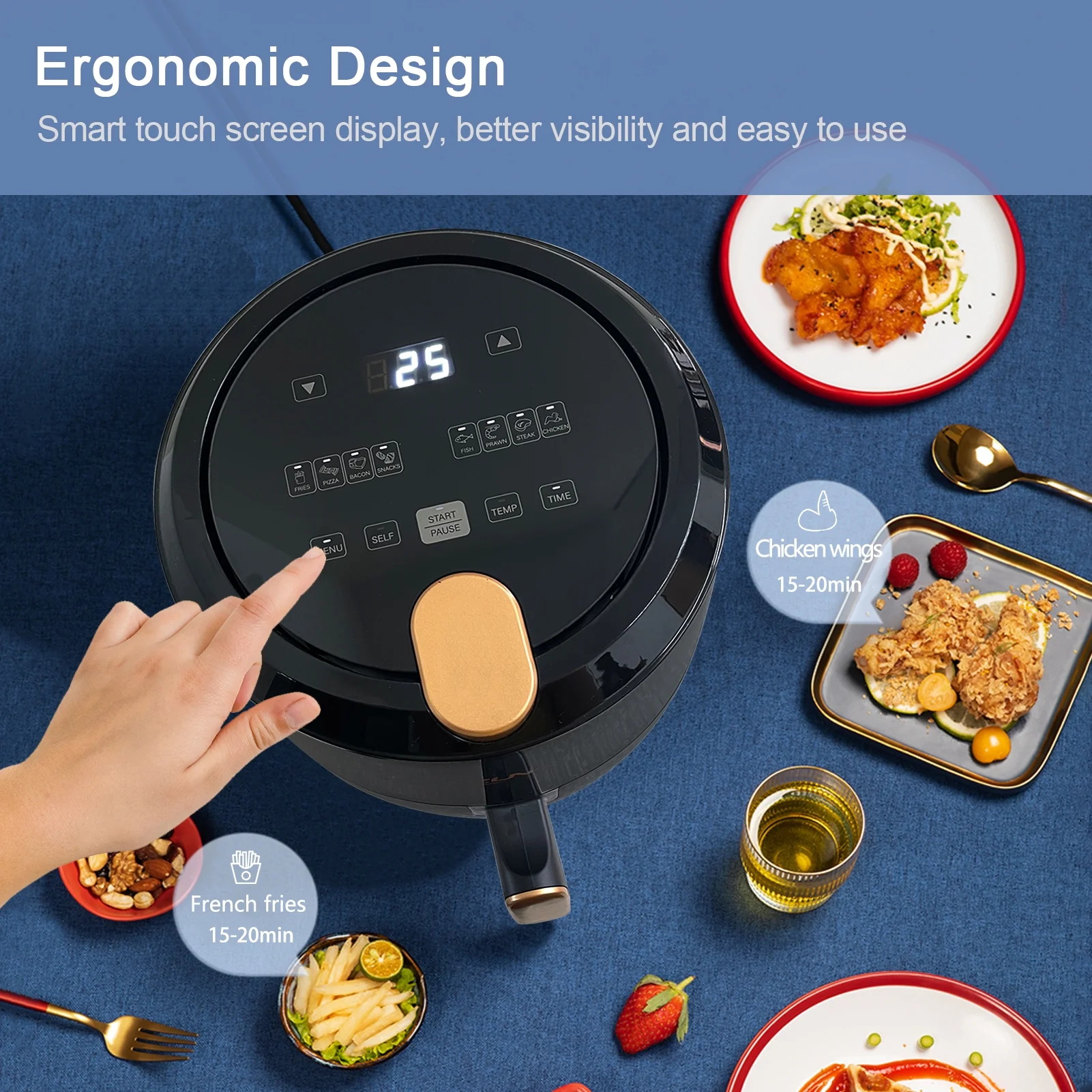 Family Air Fryer , 3.6 Quart 1300-Watt Electric Hot Air Fryers Oven Oil Free Nonstick Cooker w/Nonstick Coated Basket for Frying, Roasting, Grilling, Baking . ETL/UL Certified