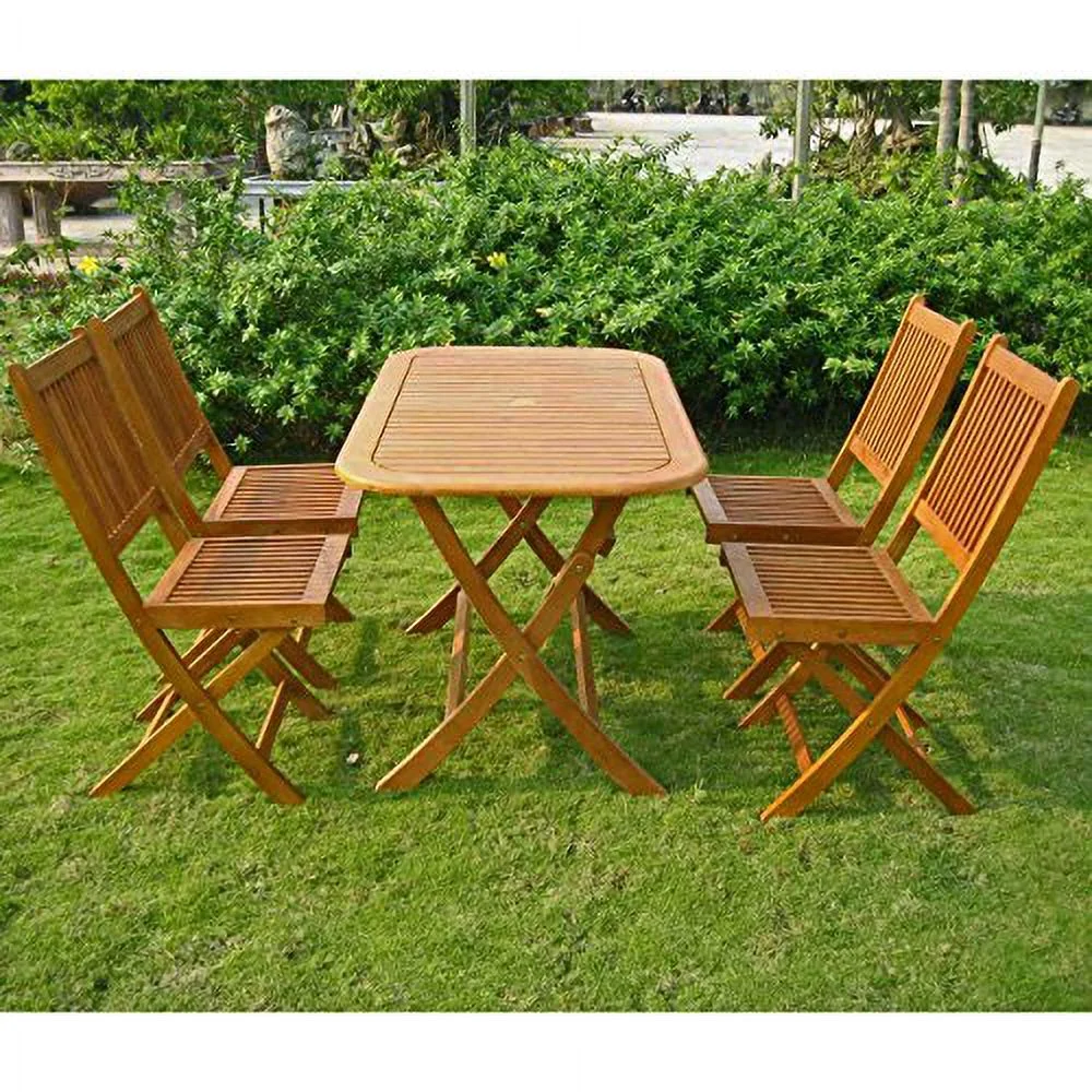 International Caravan RE-53-VN-128-4CH Royal Tahiti Melilla Dining Group, Stain - 5 Piece