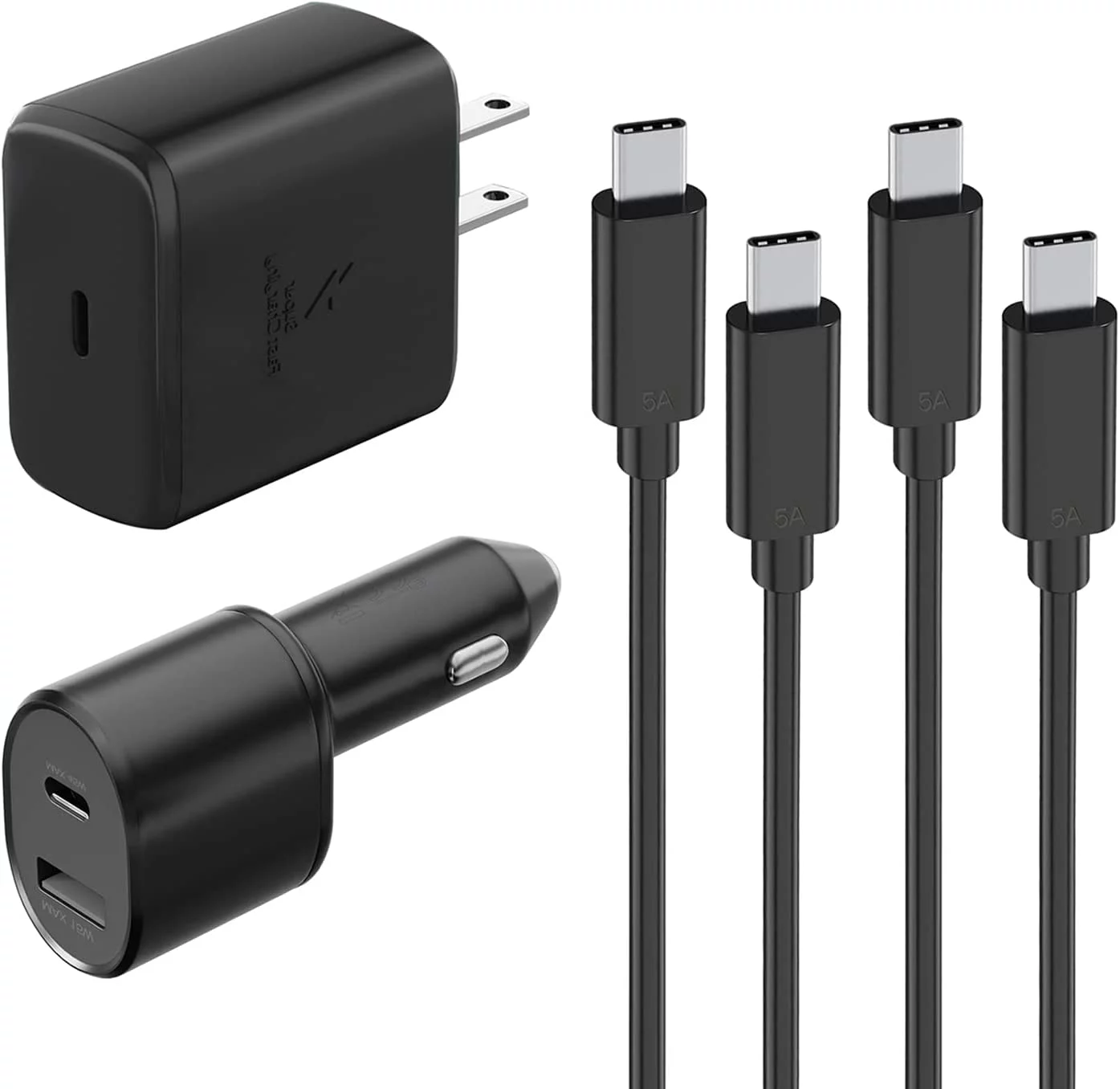 Super Fast Charger 2.0 Kit,45W PD USB C Wall/Car Charger for ZTE GABB Z2 with 2X USB C-to-C Cable(5A)