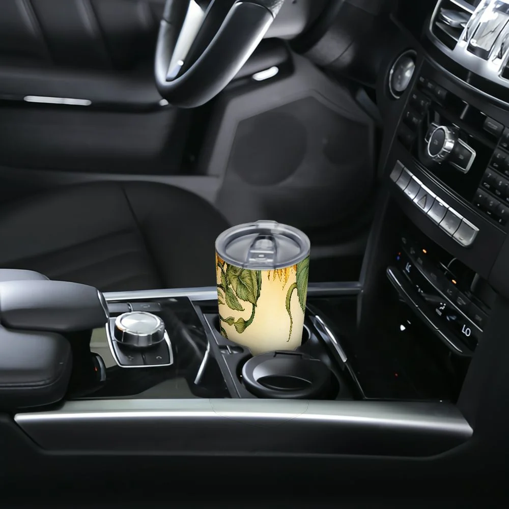 JEUXUS VIKIS 20 oz Insulated Double Wall Stainless Steel Tumbler with Spill Proof Lid and Reusable Straw, Water Bottle Coffee, Sunflower Gnomes Cup Mug Tumbler (Sunflowers)