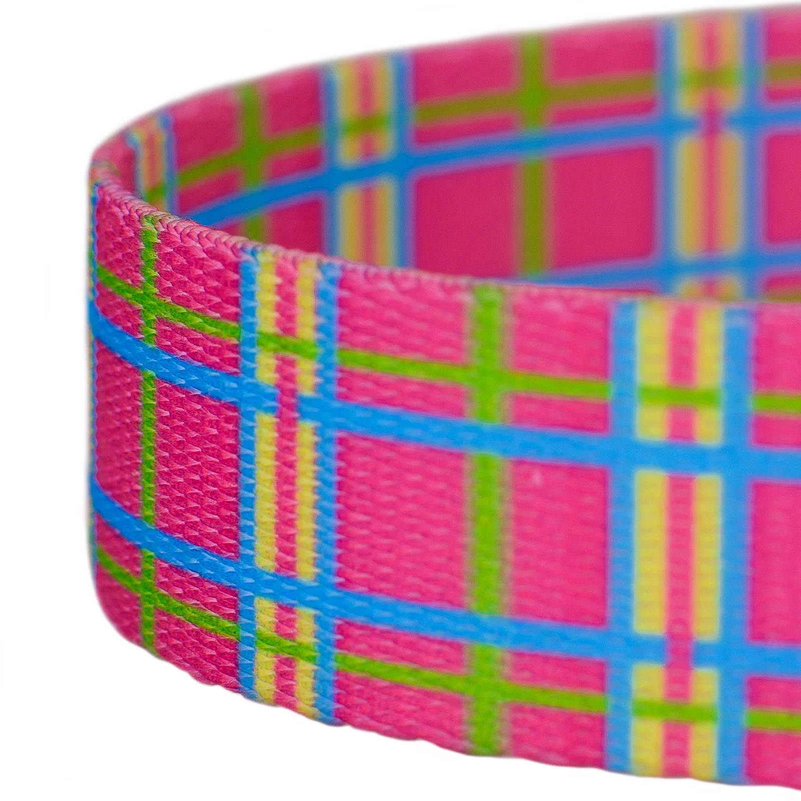 Country Brook Design - 1 inch Bubblegum Pink Plaid Dog Leash - 6 feet