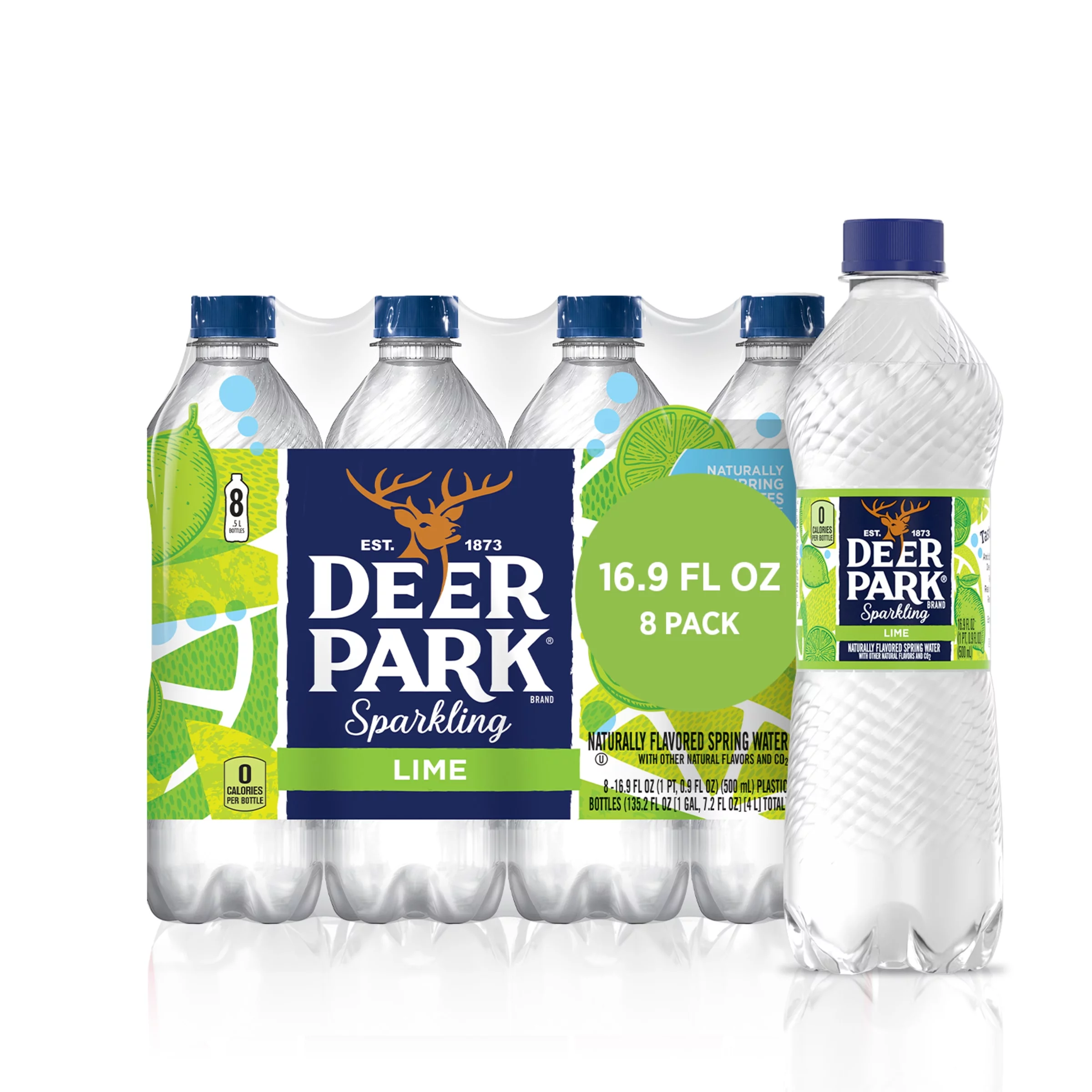 Deer Park Sparkling Water, Zesty Lime, 16.9 oz. Bottles (8 Count)
