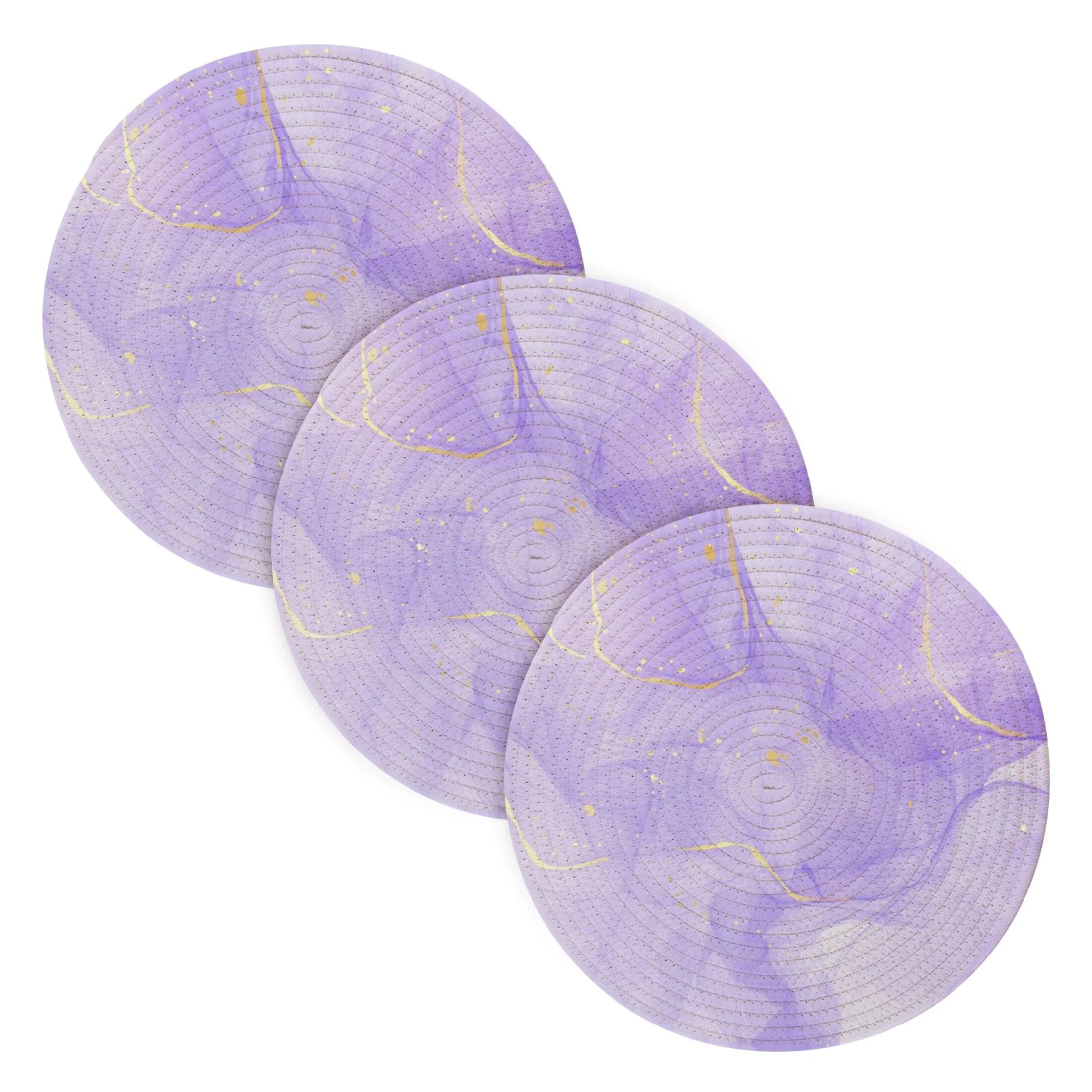 Purple Lavender Liquid 3 PCs Pot Holders Trivets Kitchen 15