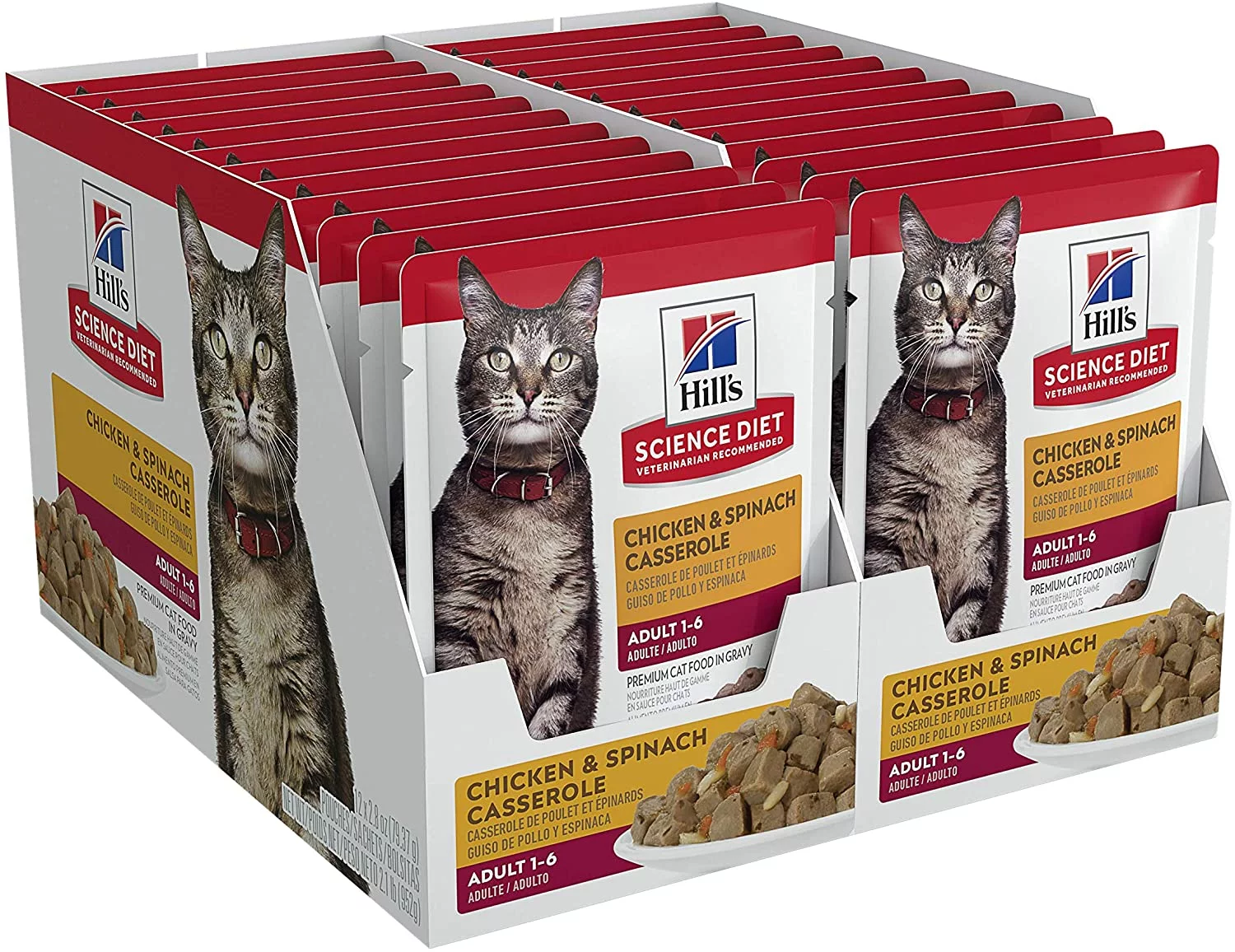 Hill's Science Diet Adult Canned Cat Food, Chicken & Spinach, 2.8 oz Pouch, 24 Pack
