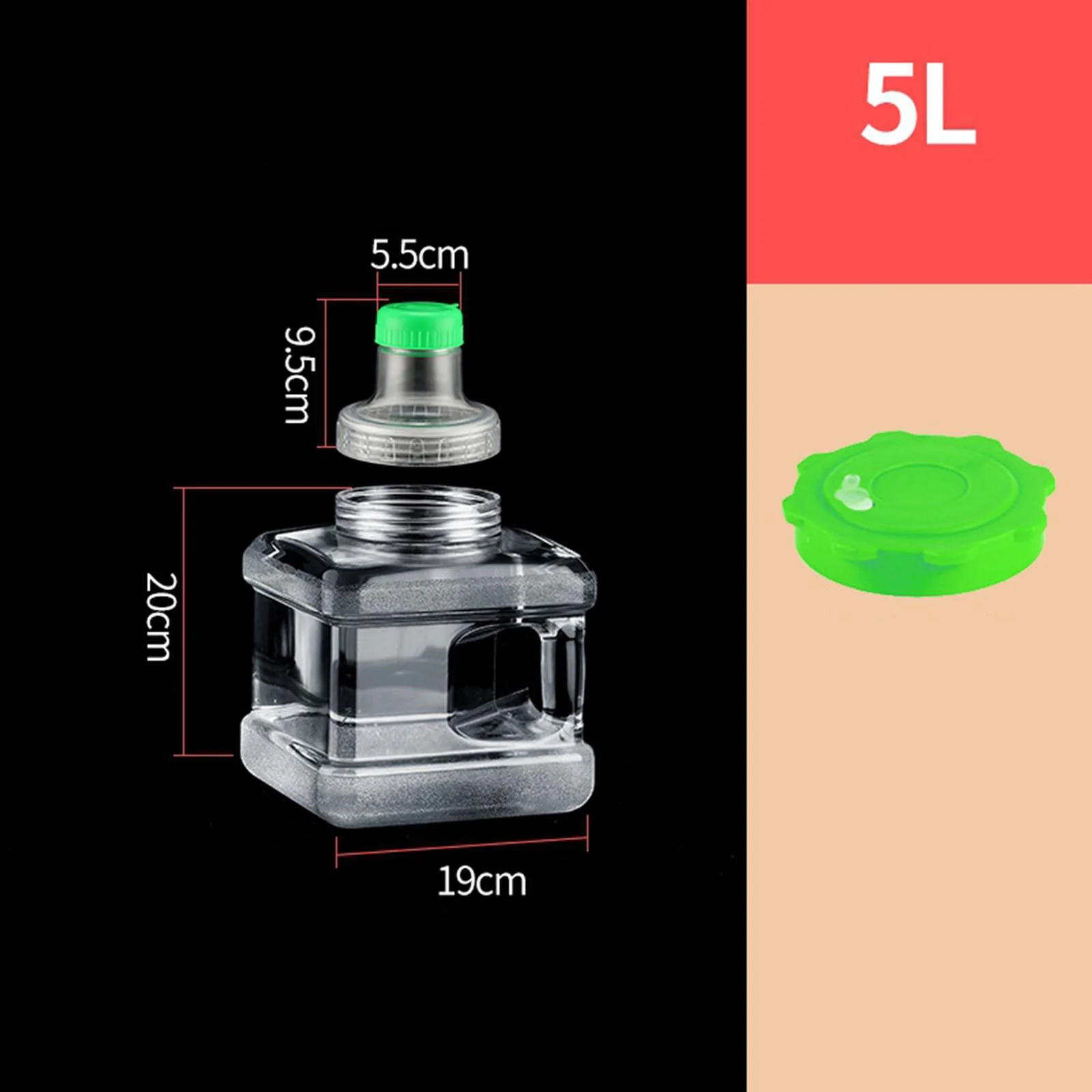 Water Dispenser Bottle Jug Large Capacity Water Carrier Mineral Water Barrel 5L Square