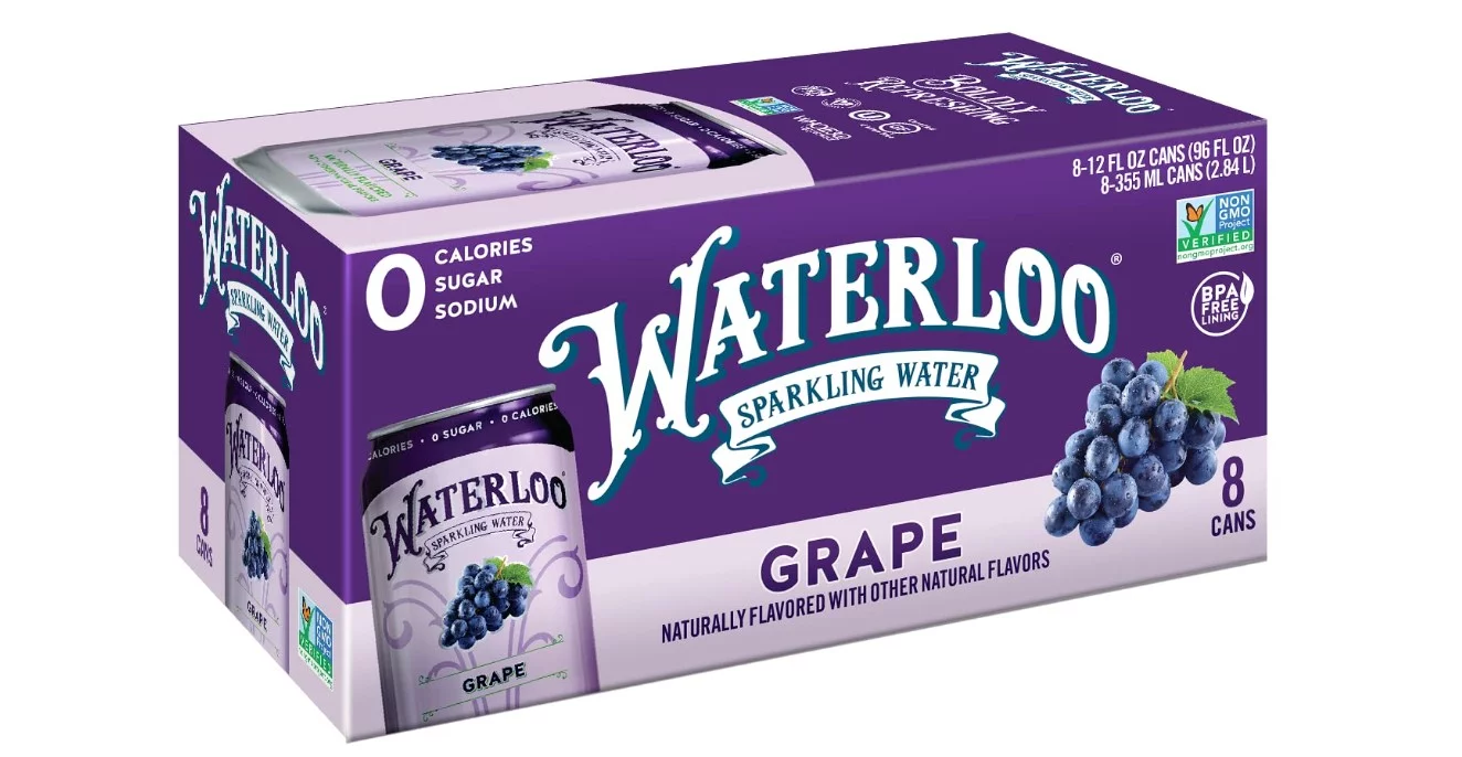 Waterloo Sparkling Water Flavor Grape, 12 Ounce - Pack Of 24