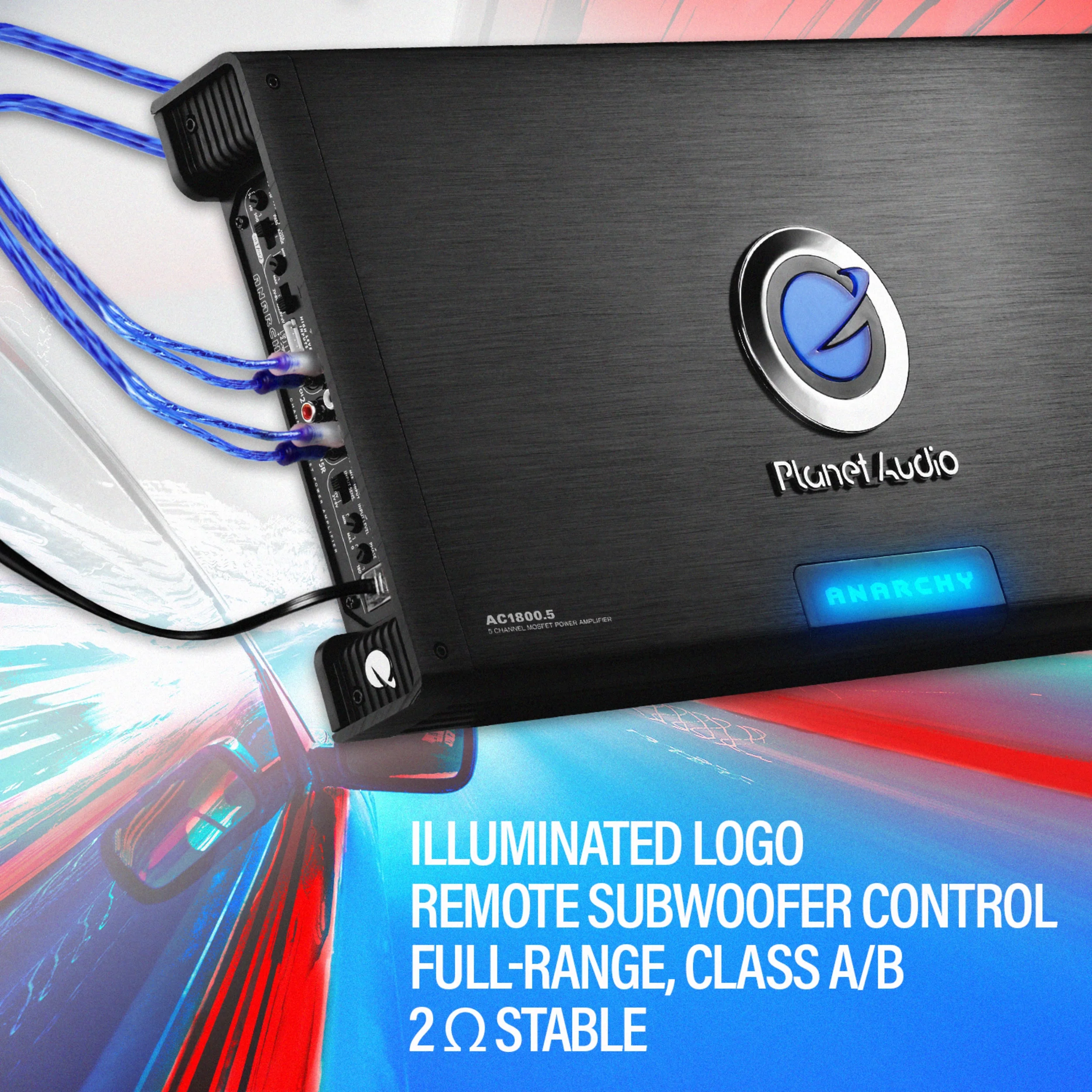 Planet Audio AC1800.5 1800W 5 Channel Car Amplifier Power Amp + Remote