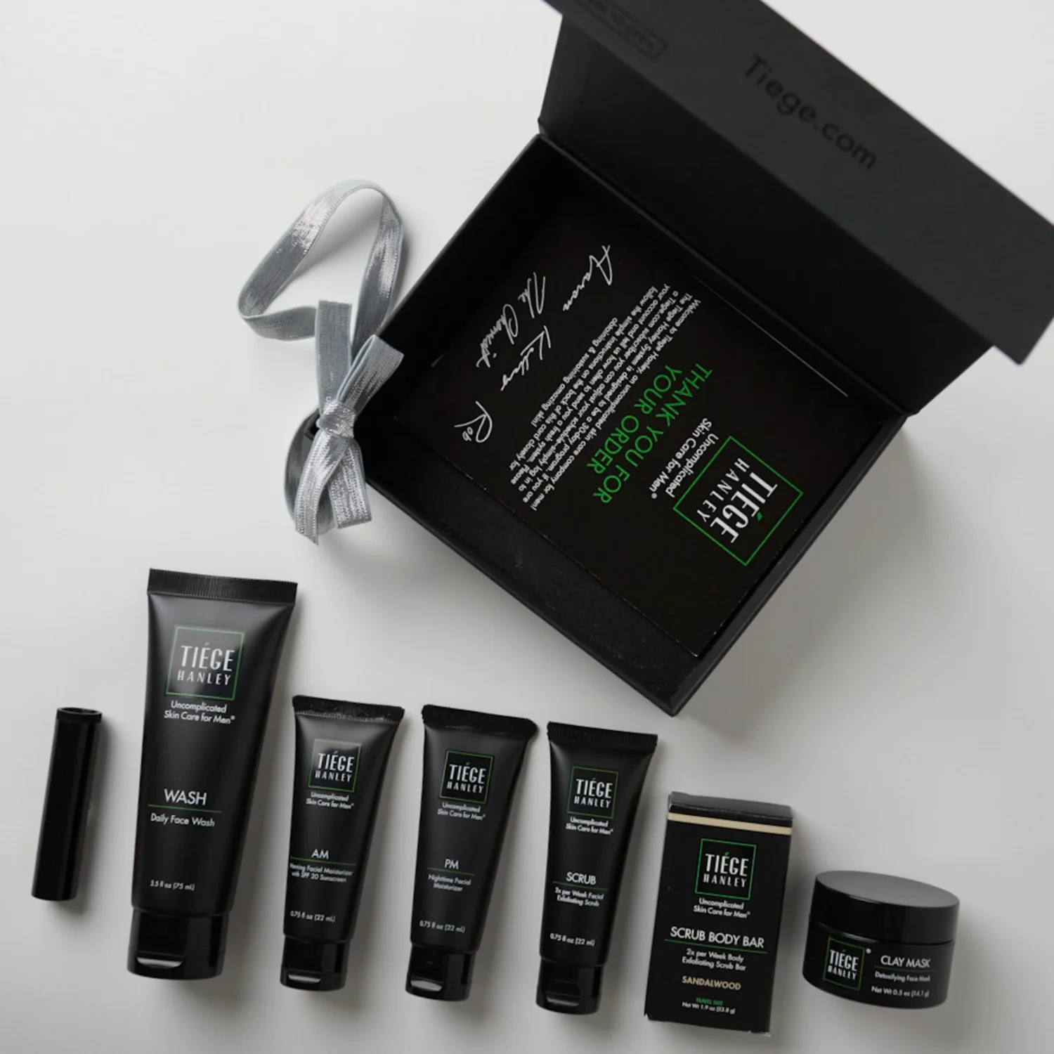 Tiege Hanley Men's Silver Skin Care Gift Set: Face Wash, Moisturizer, Body Wash, Deodorant, Scrubber
