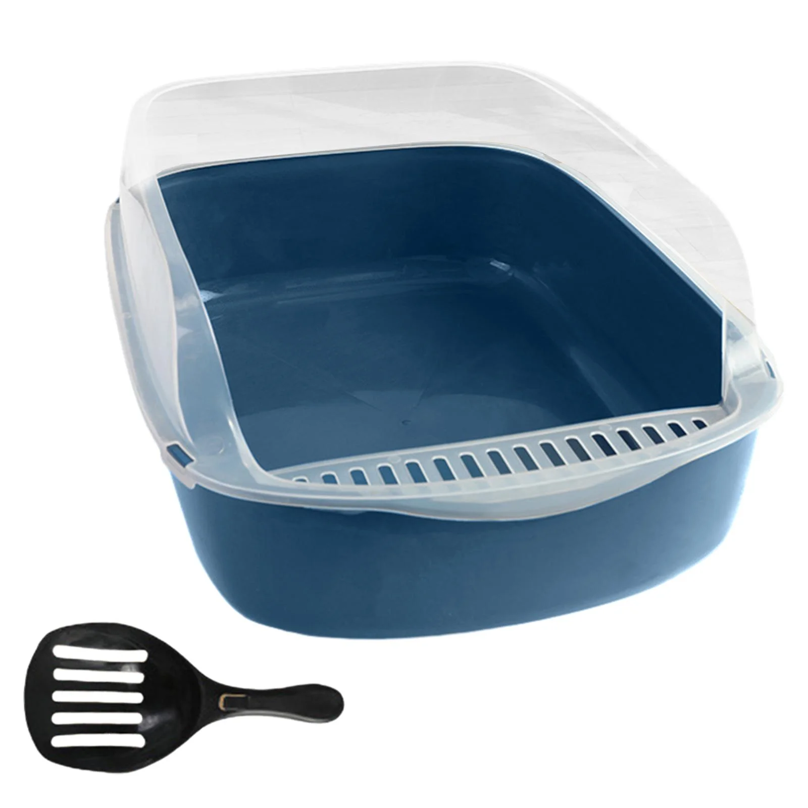 Cat Litter Box Open Top Pet Litter Tray Cat Toilet Durable Kitten Litter Pan Cat Sandbox Pet Supplies for Rabbit Small Pets Blue