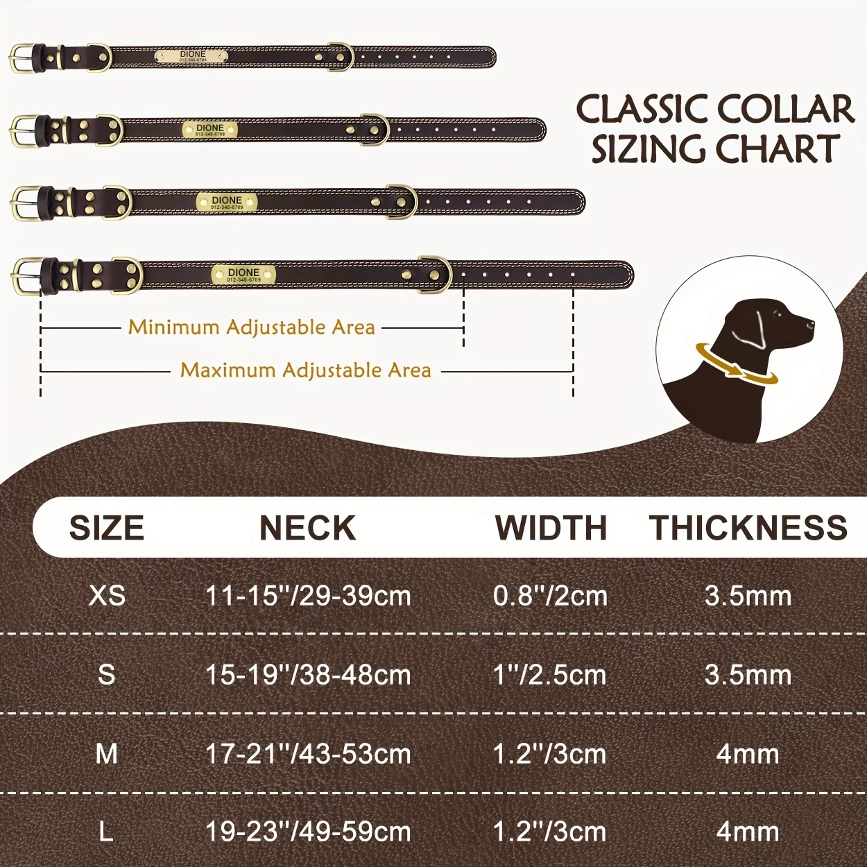 Personalized Custom Heavy Duty Dog Collar: Engraved Nameplate, Durable Name Tag & Comfortable Genuine Leather ID Collars For All Dog Sizes!