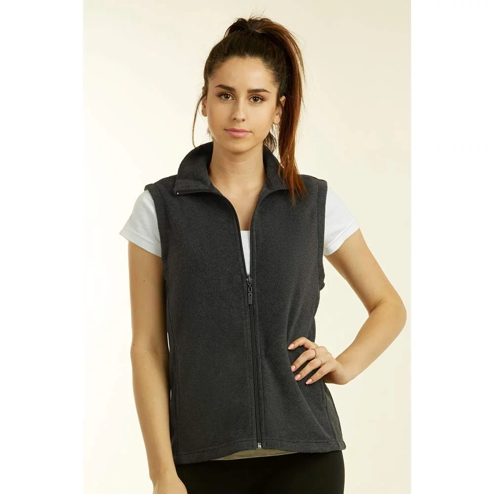 DailyWear Womens Full-Zip Plush Polar Fleece Vest (Charcoal Grey, Medium)