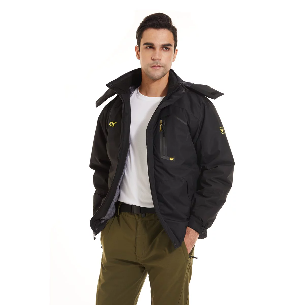 YuKaiChen Mens Waterproof Ski Snowboard Jacket Windproof Winter Mountain Snow Coat Black XL