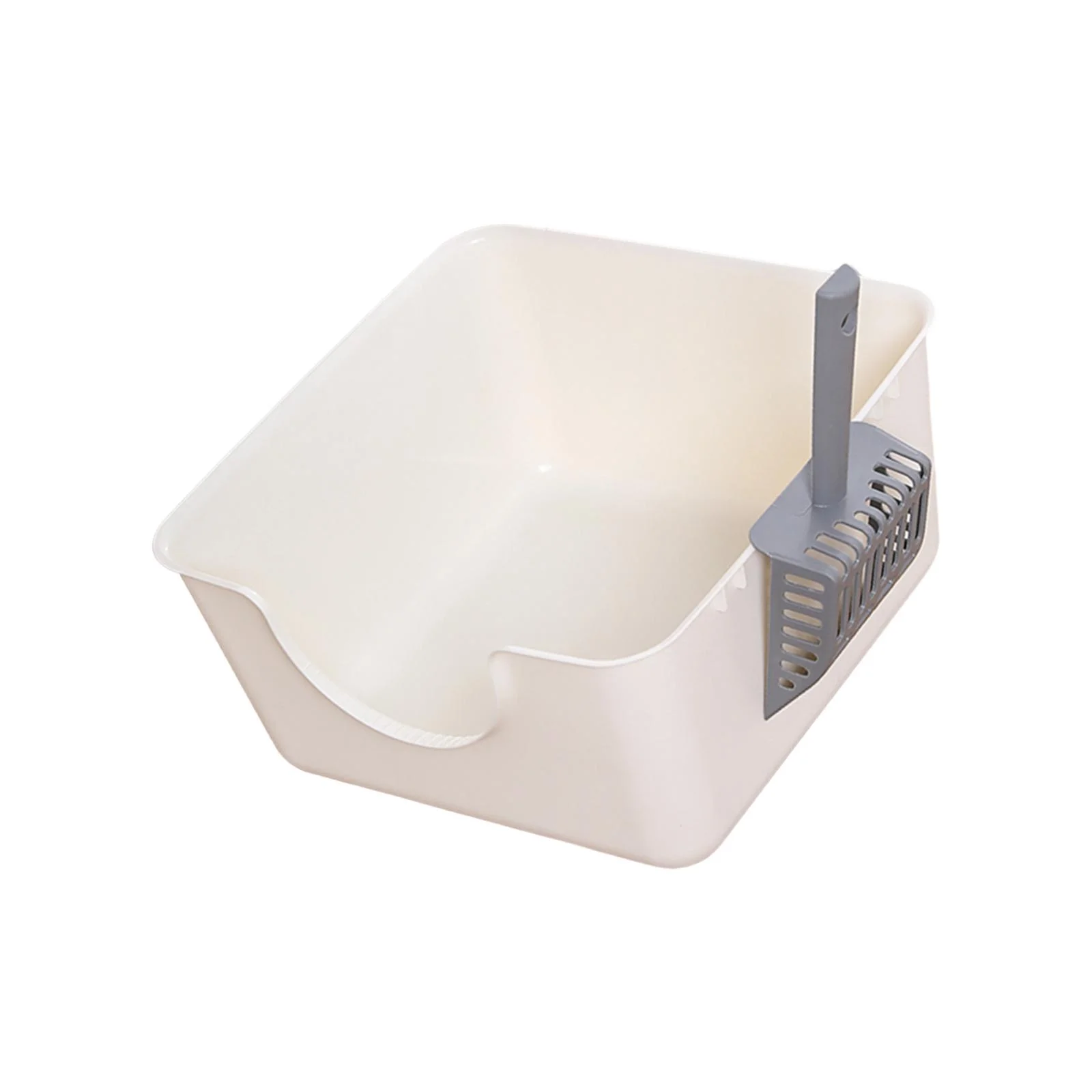 DOLITY Open Top Pet Litter Tray Anti Splashing with Cat Litter er Cat White