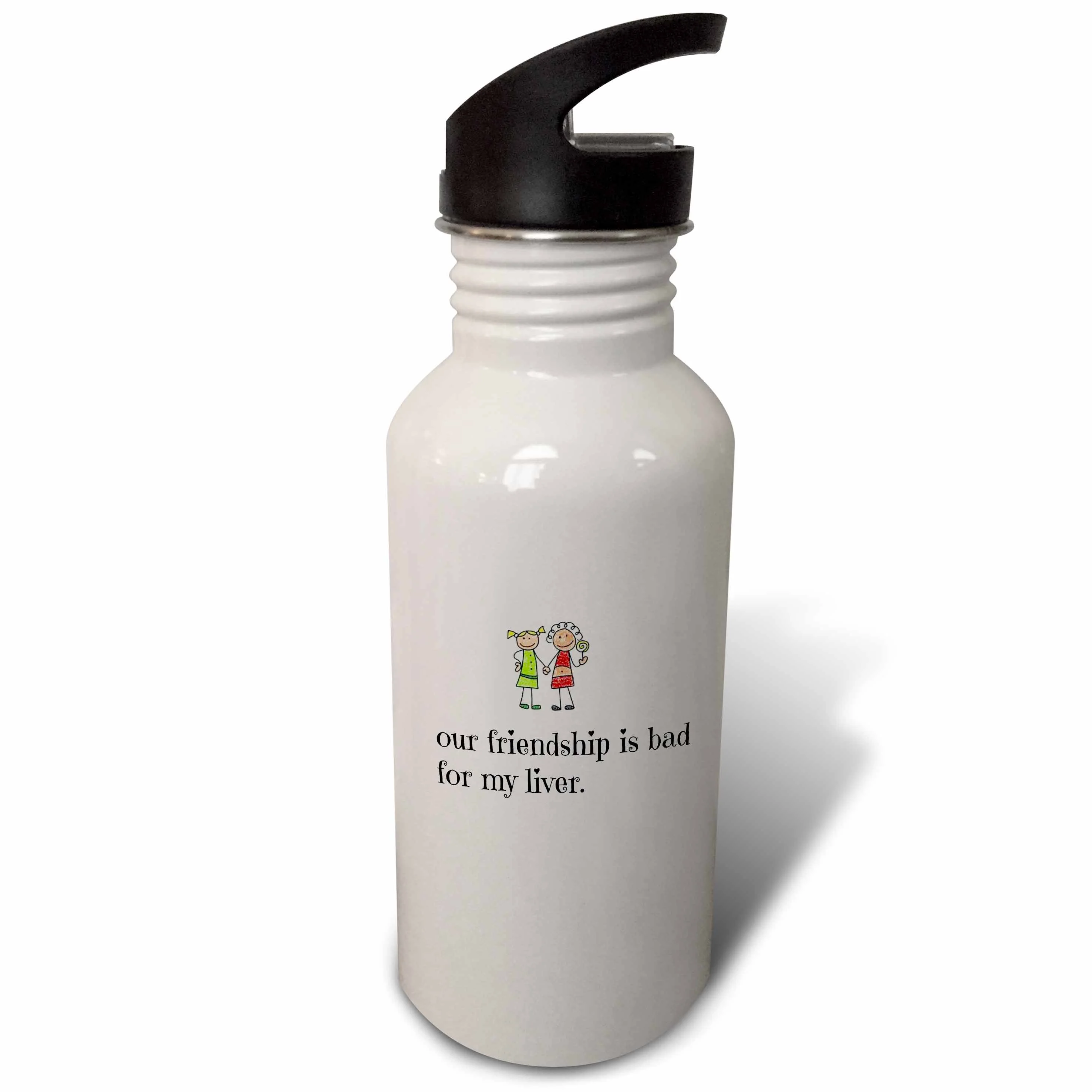 our friendship is bad for my liver, picture of friends, black letters 21 oz Sports Water Bottle wb-172383-1