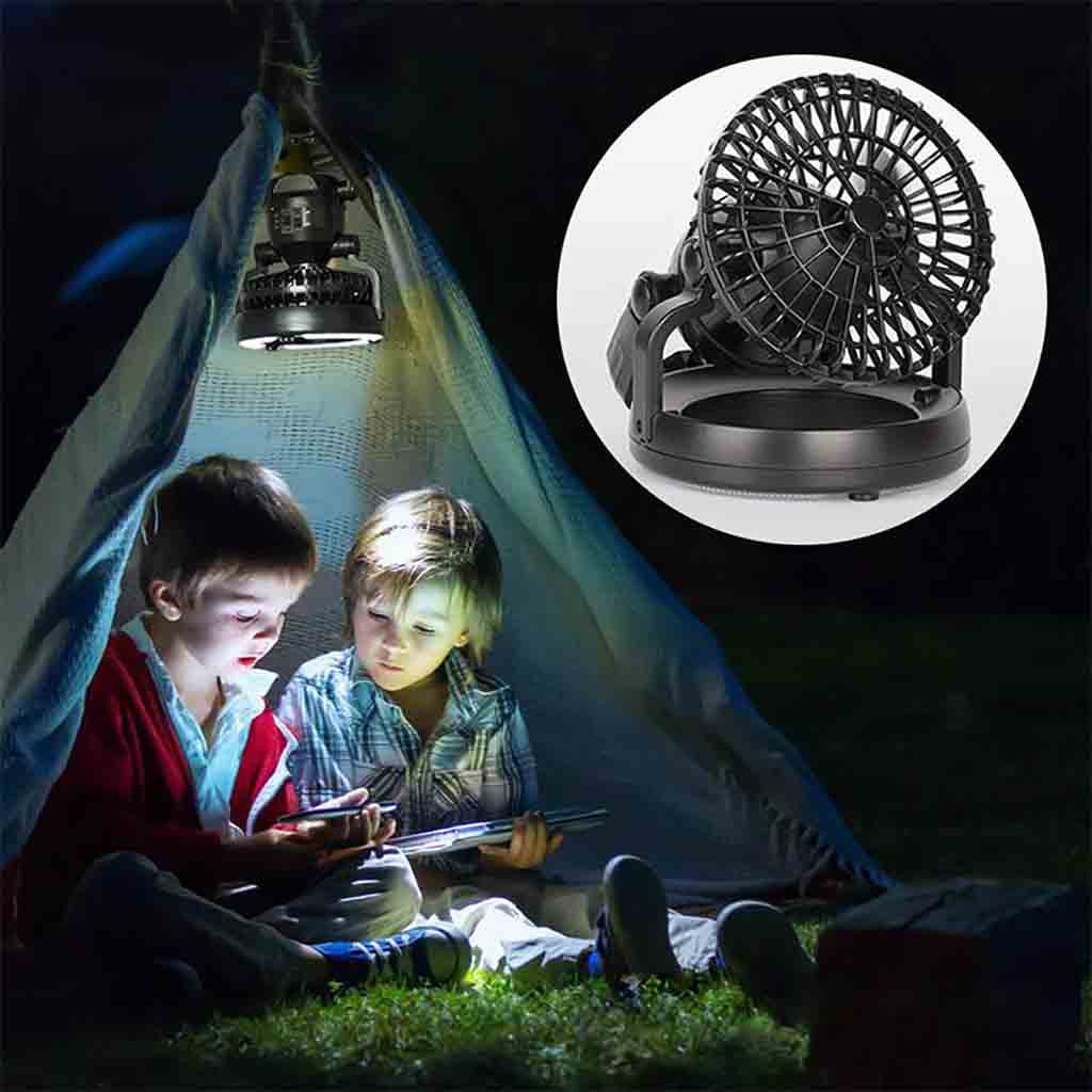 Aviva With Ceiling Fan Hiking Outdoor Lantern 2in1 Portable 18 LED Tent Camping Light