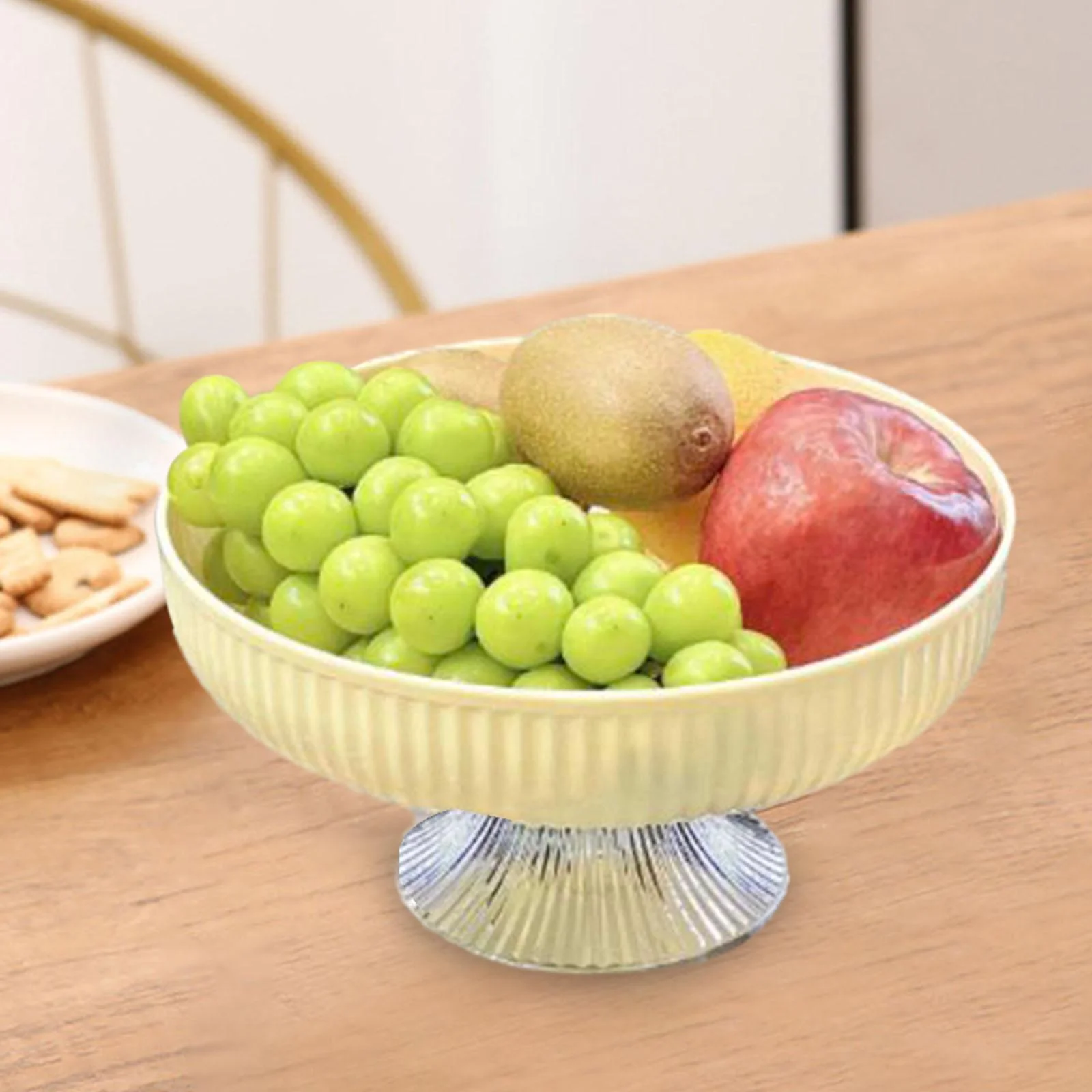 CUTICATE Footed Fruit Bowl Pedestal Bowl Dessert Bowl Elegant with Base, Serving Fruit Tray for Wedding Home Farmhouse Kitchen Counter