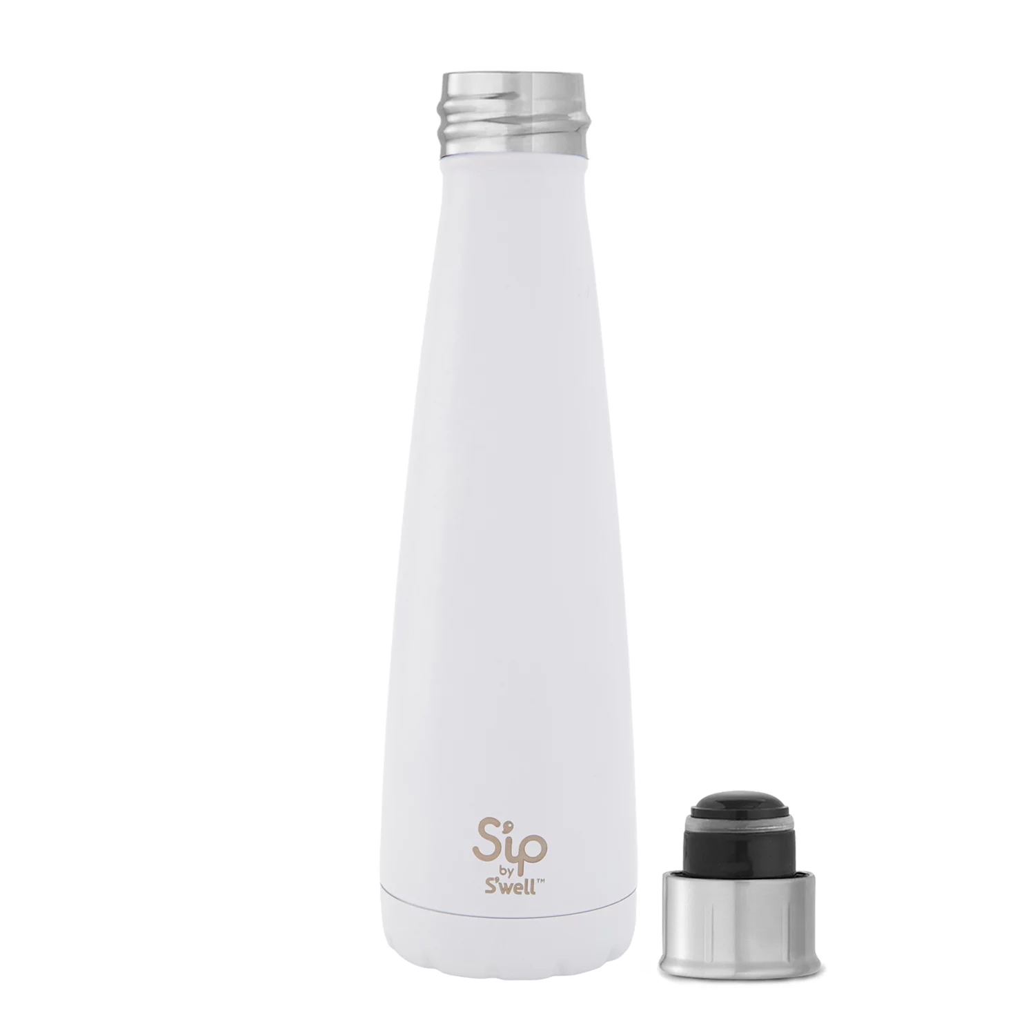 S'ip by S'well Vacuum Insulated Stainless Steel Water Bottle, Marshmallow White, 15 oz