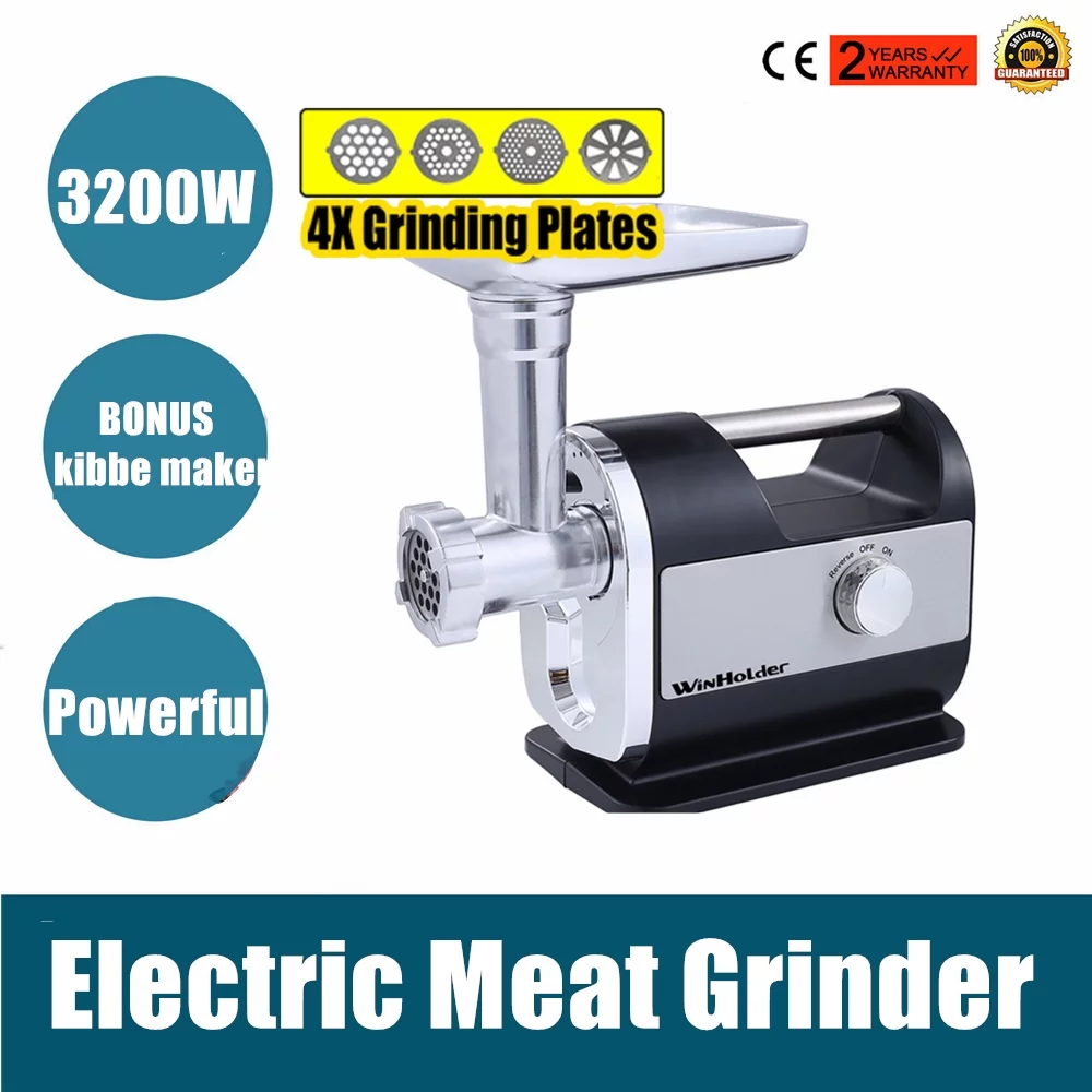Winholder 3200W Electric Meat Grinder Sausage Stuffer Mincer Stainless Steel Plates