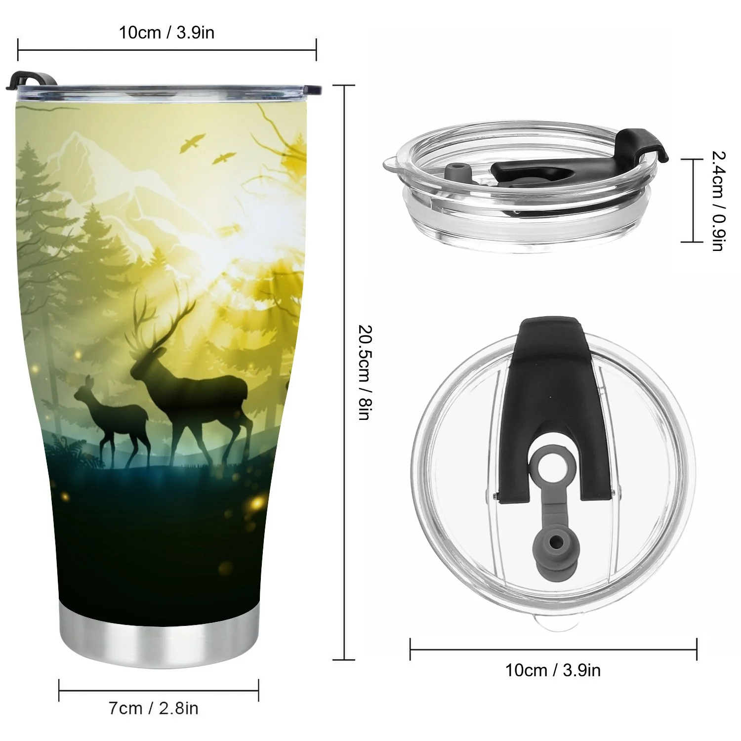 Hidove Stainless Steel Tumbler, Wild Forest, Trees, Mountain 30oz Leak Proof & Stainless Steel Bottle for Hot & Cold Drinks - Coffee Travel Mug, Water Metal Canteen, Thermal Cup