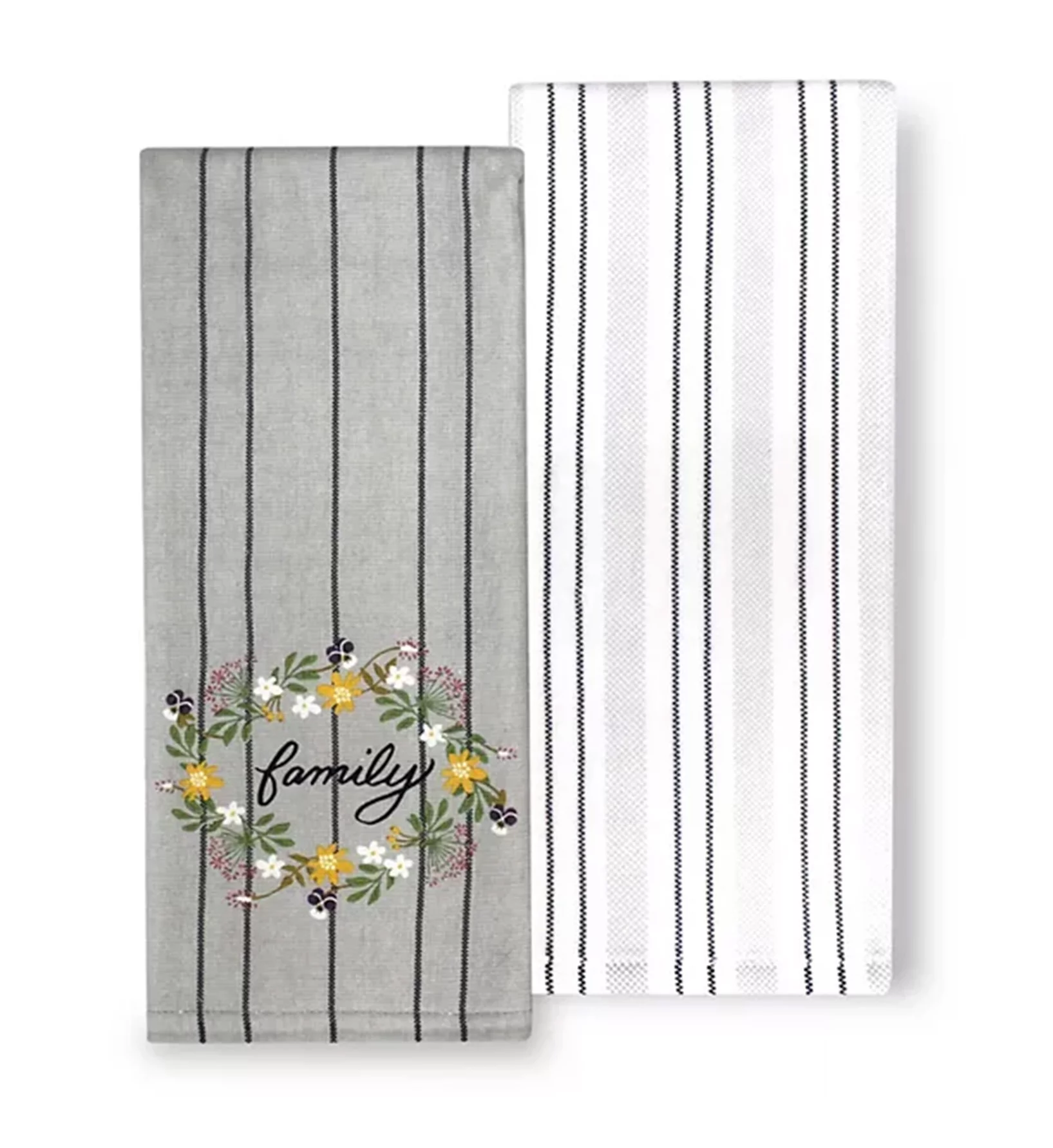 Food Network Kitchen Towels, 2-Pack Dishtowels Gray Family Farmhouse