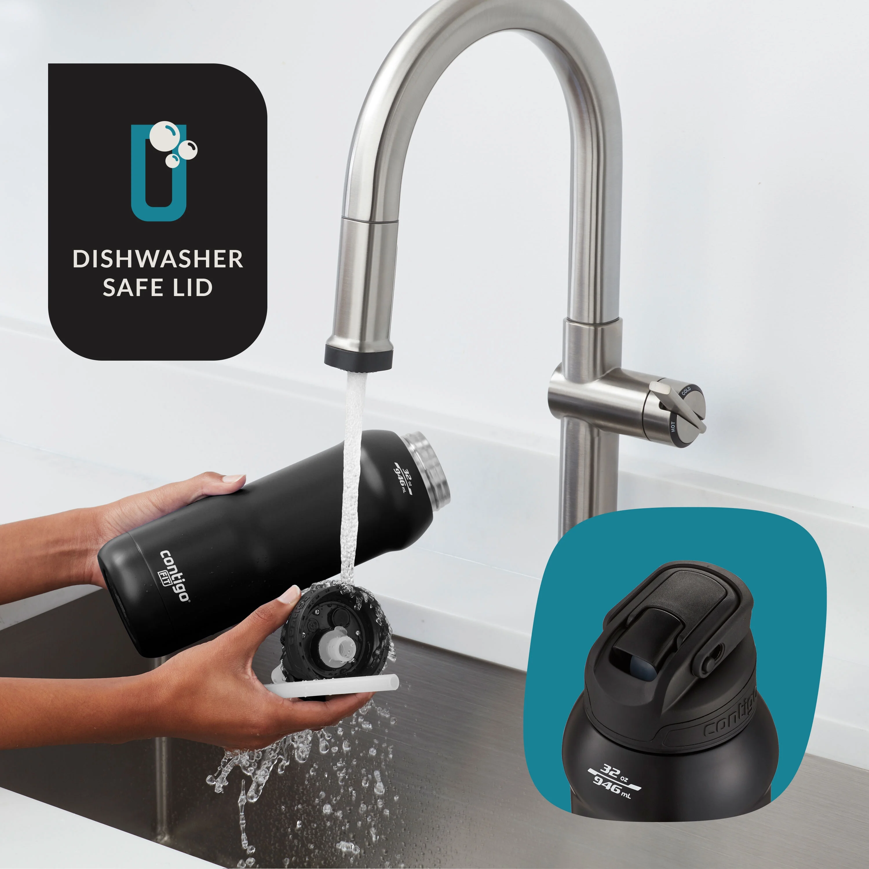 Contigo Fit Autospout Straw 32 oz Licorice Vacuum Insulated Stainless Steel Water Bottle