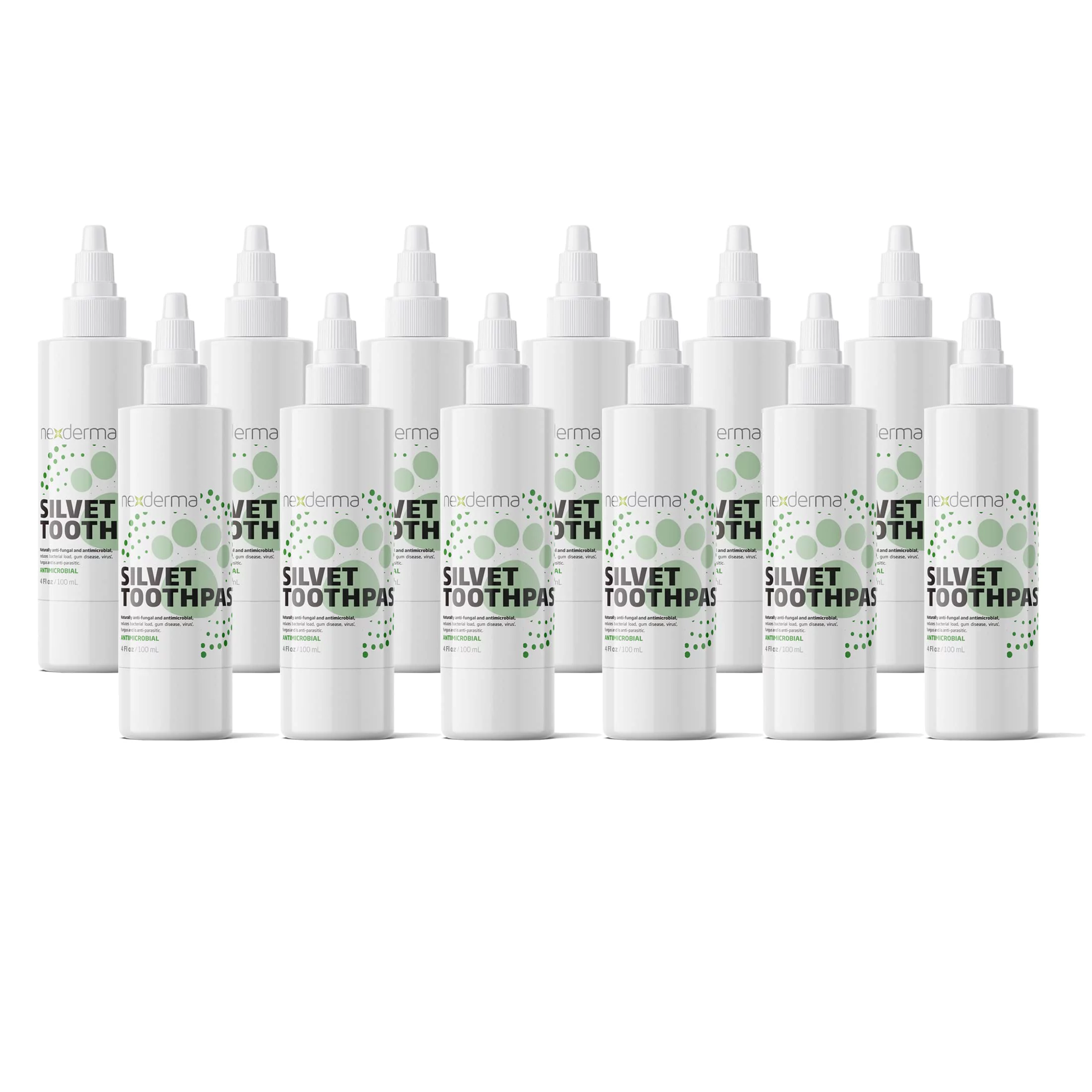 NEXDERMA Silvet Advanced Care Enzymatic Toothpaste for Pets | Nano Silver | Teeth Cleaning | Removes Plaque, Tartar Build up | Prevents Bad Breath | Brightening and Whitening - 4oz, 12 Pack