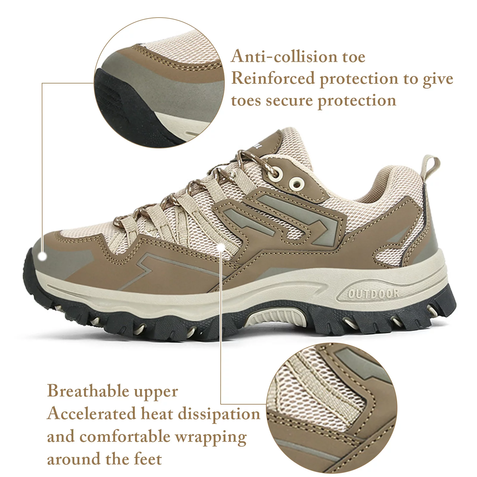 Men's Waterproof Hiking Shoes Lightweight Breathable Walking Shoes for Women Anti Slip Outdoor Trekking Trails Camping Shoes