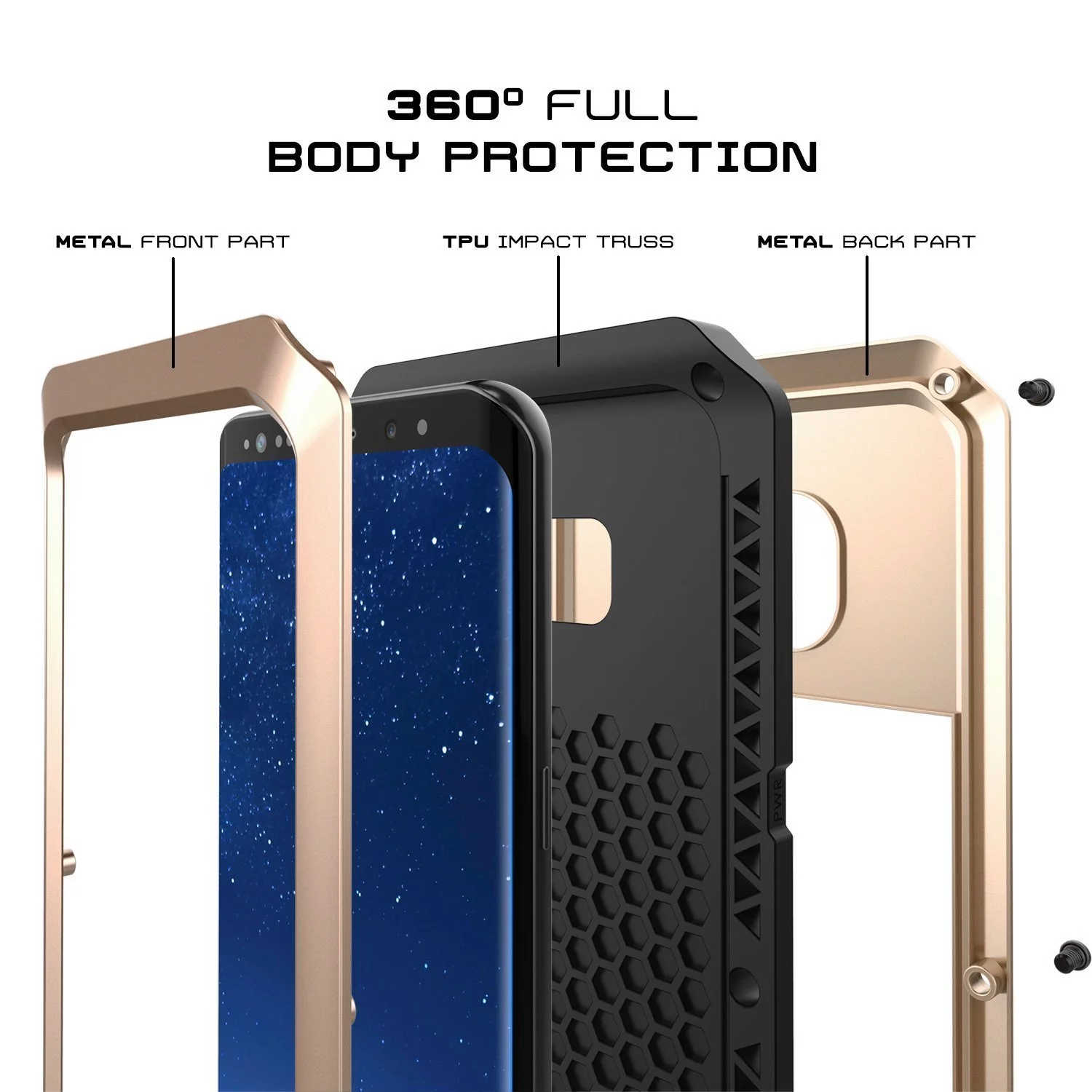 Gorilla Aluminum Metal Samsung Galaxy Note 8 Case (Black) Heavy Duty Military Grade Shockproof and Scratch Resistant Protection, Rugged Outdoor Travel