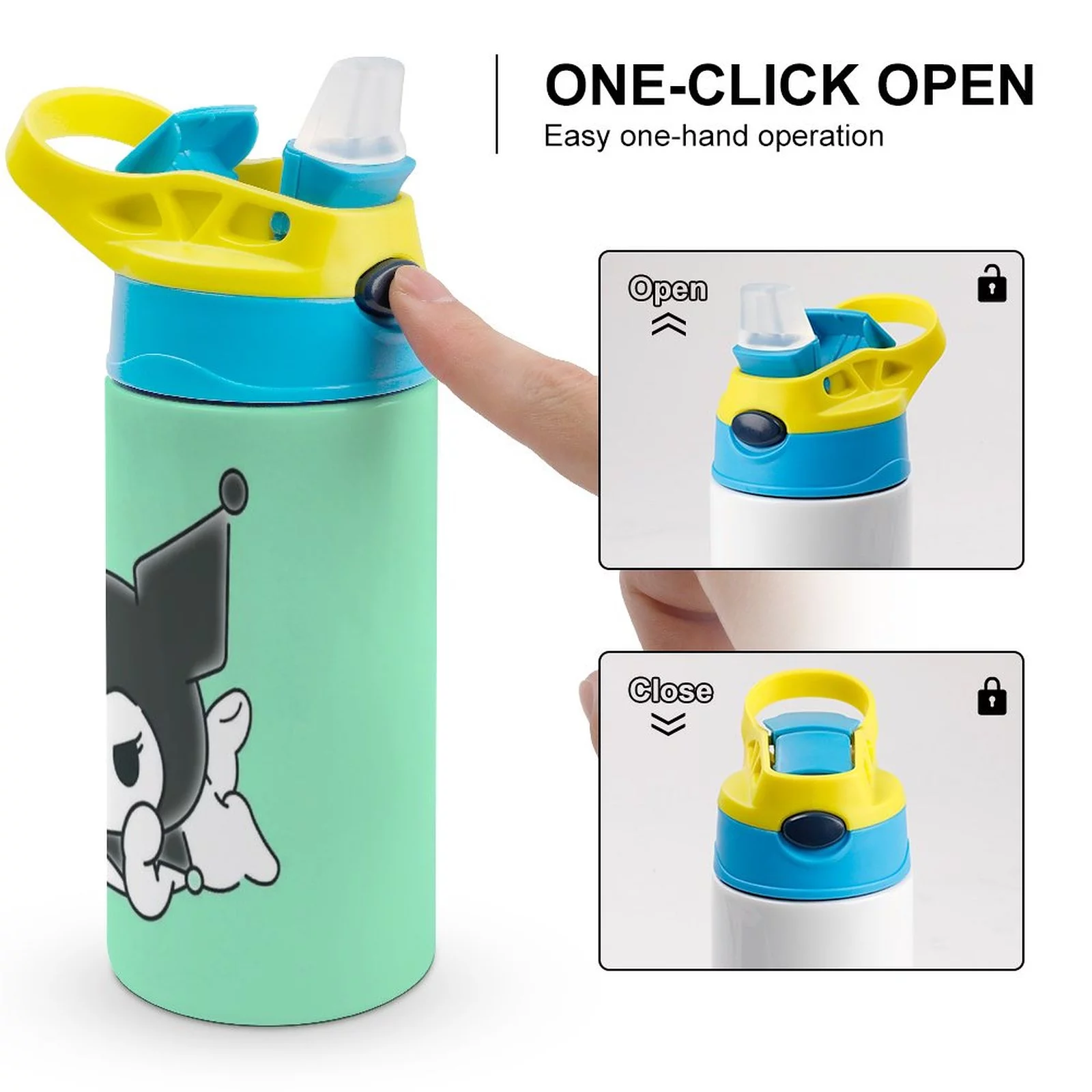 My Melody Kuromi Skull Children's Water Bottle Vacuum Insulated Stainless Steel Cup With Straw Toddler Thermoses